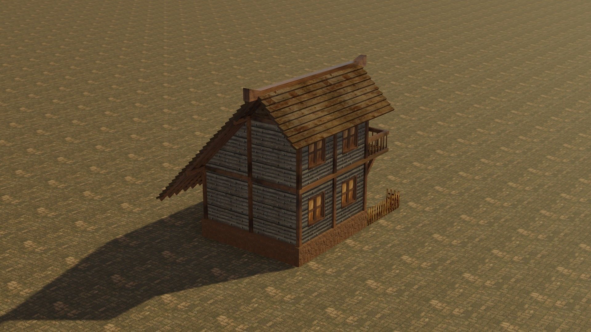 Medieval house 15 Low-poly 3D model_7