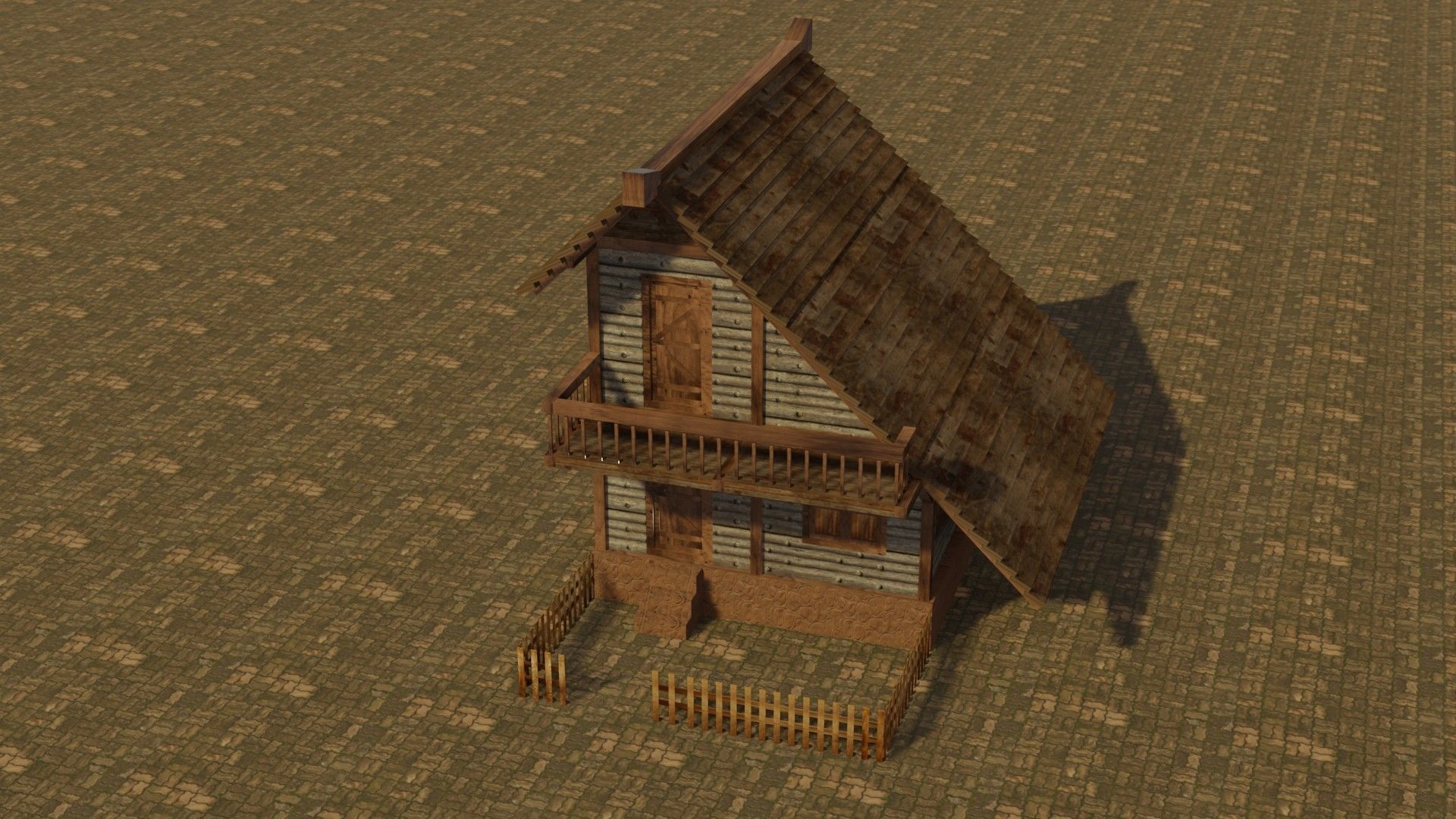 Medieval house 15 Low-poly 3D model_3