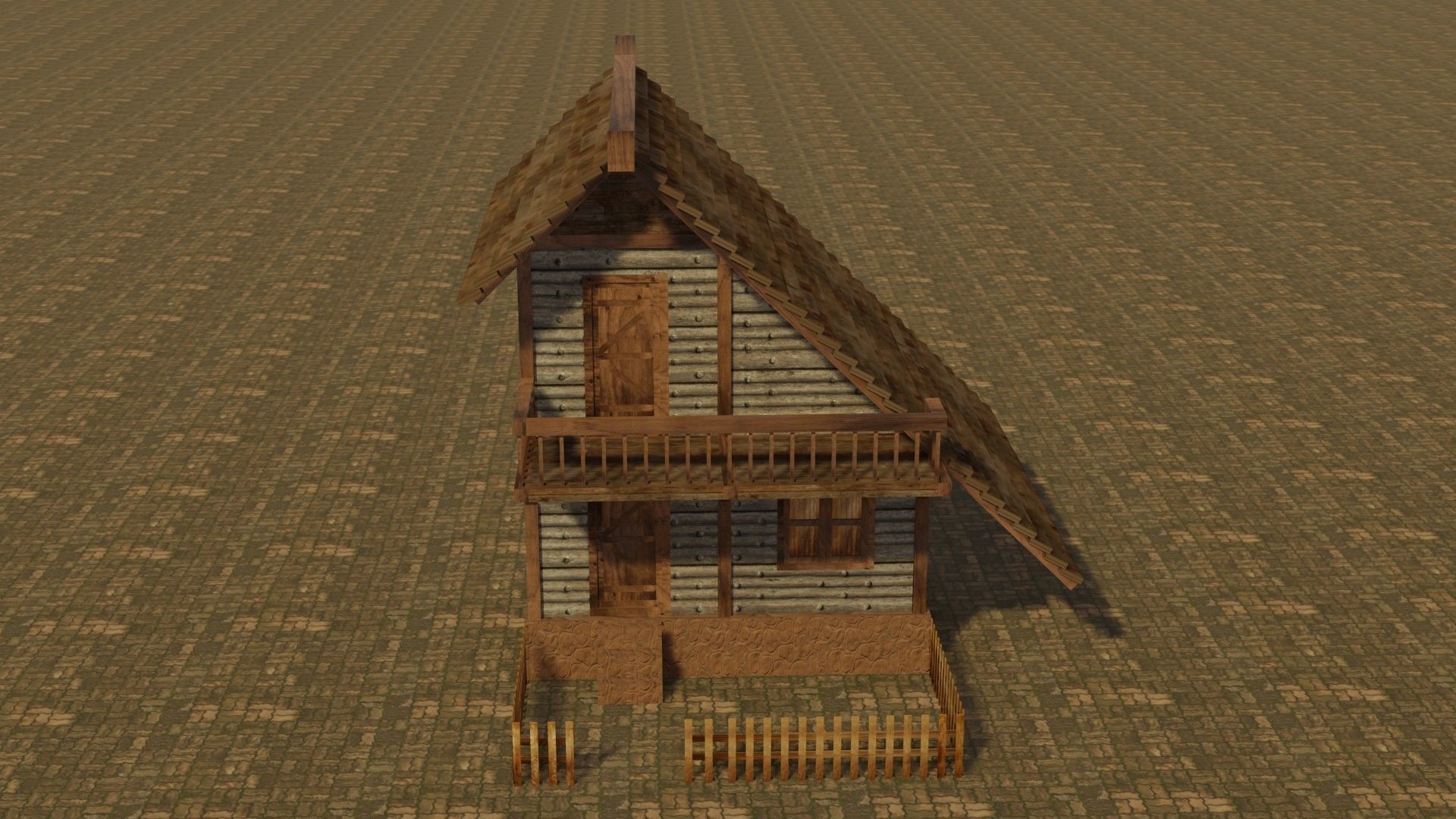 Medieval house 15 Low-poly 3D model_1