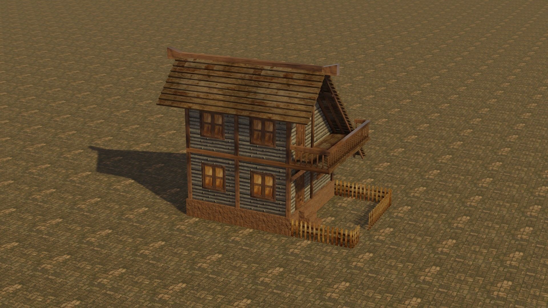Medieval house 15 Low-poly 3D model_5