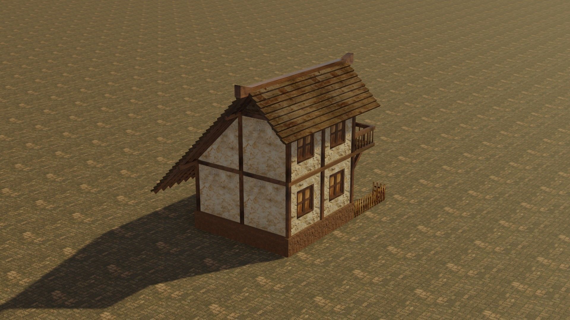 Medieval house 14 Low-poly 3D model_7