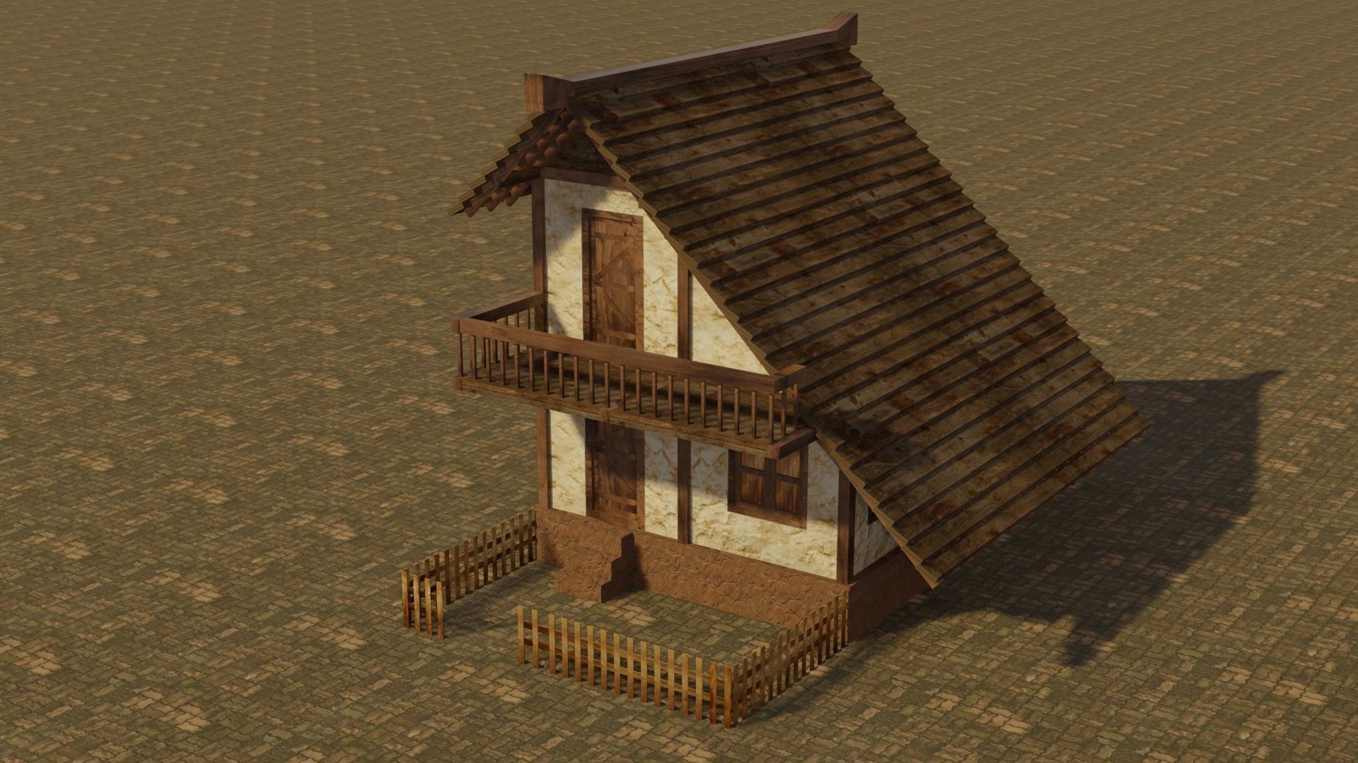 Medieval house 14 Low-poly 3D model_2