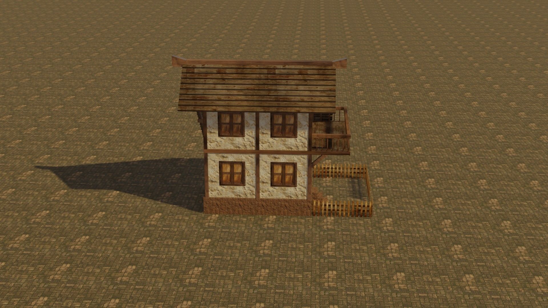 Medieval house 14 Low-poly 3D model_6