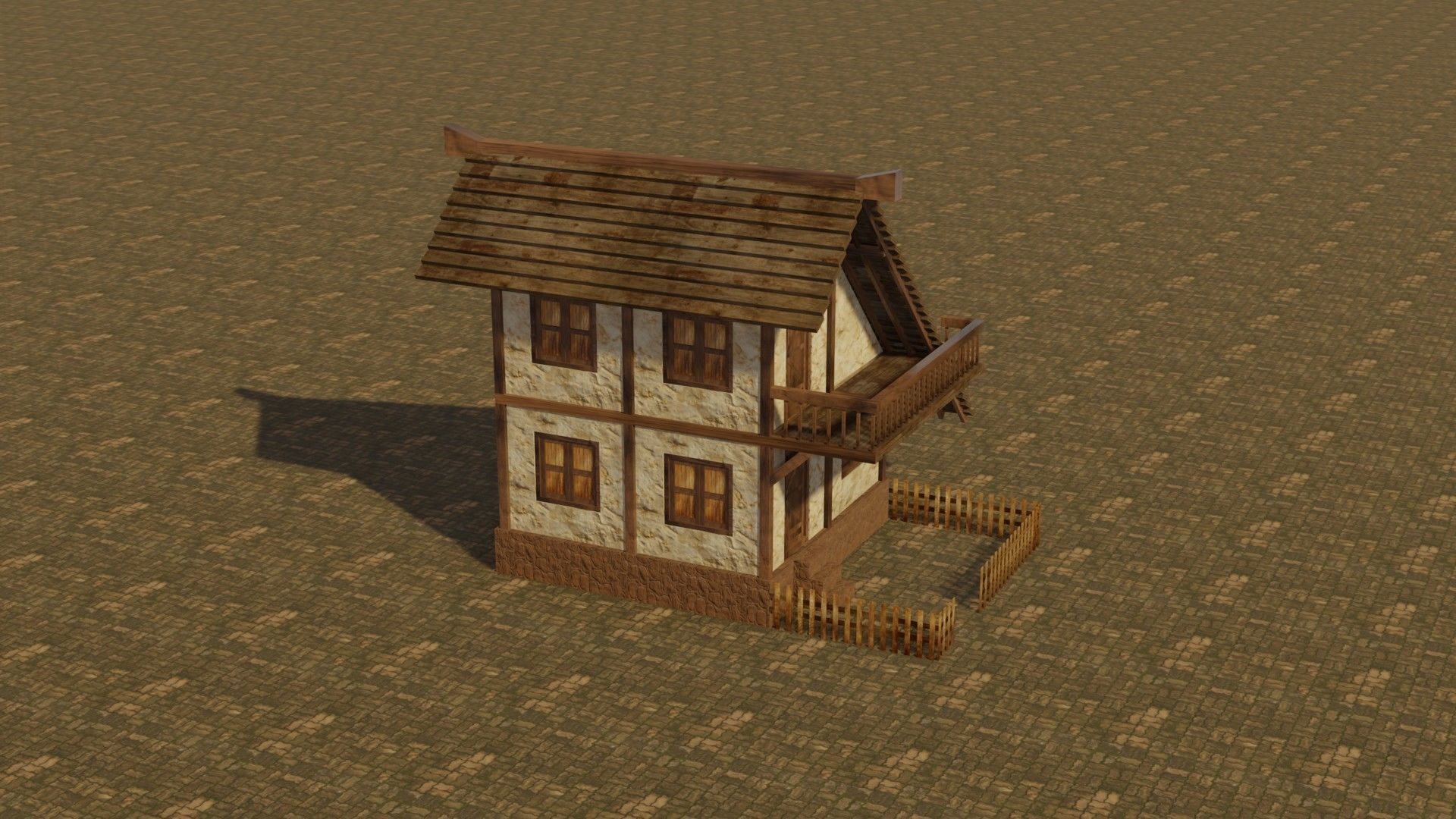 Medieval house 14 Low-poly 3D model_5