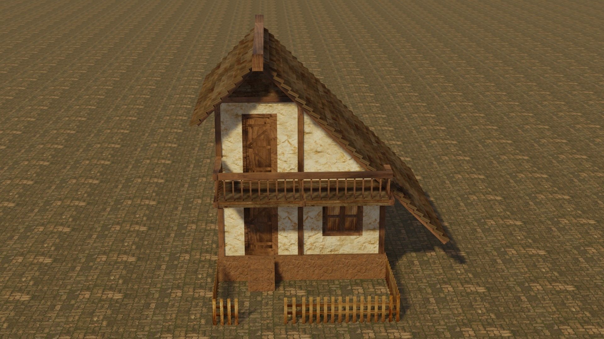 Medieval house 14 Low-poly 3D model_1