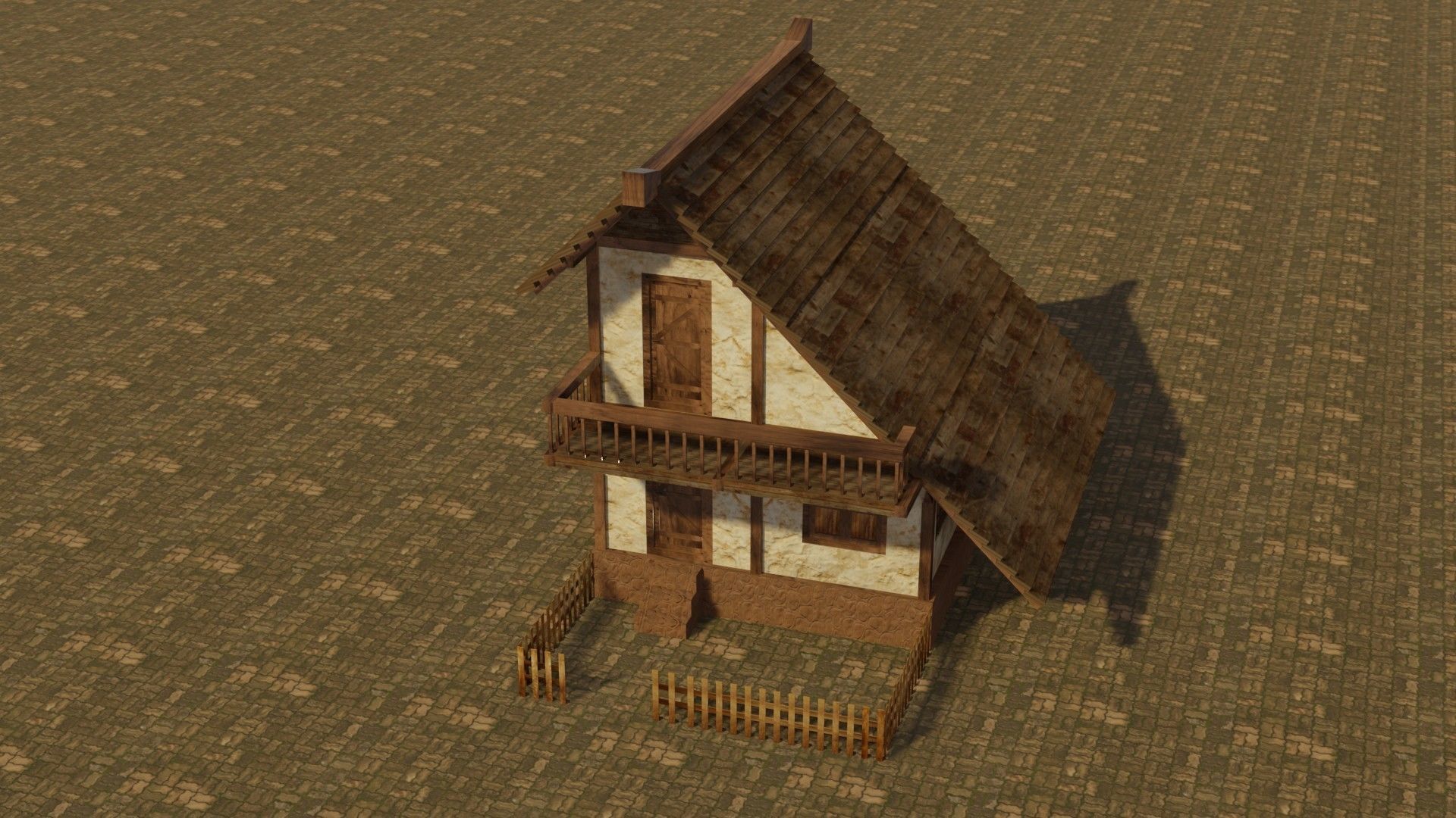 Medieval house 14 Low-poly 3D model_3