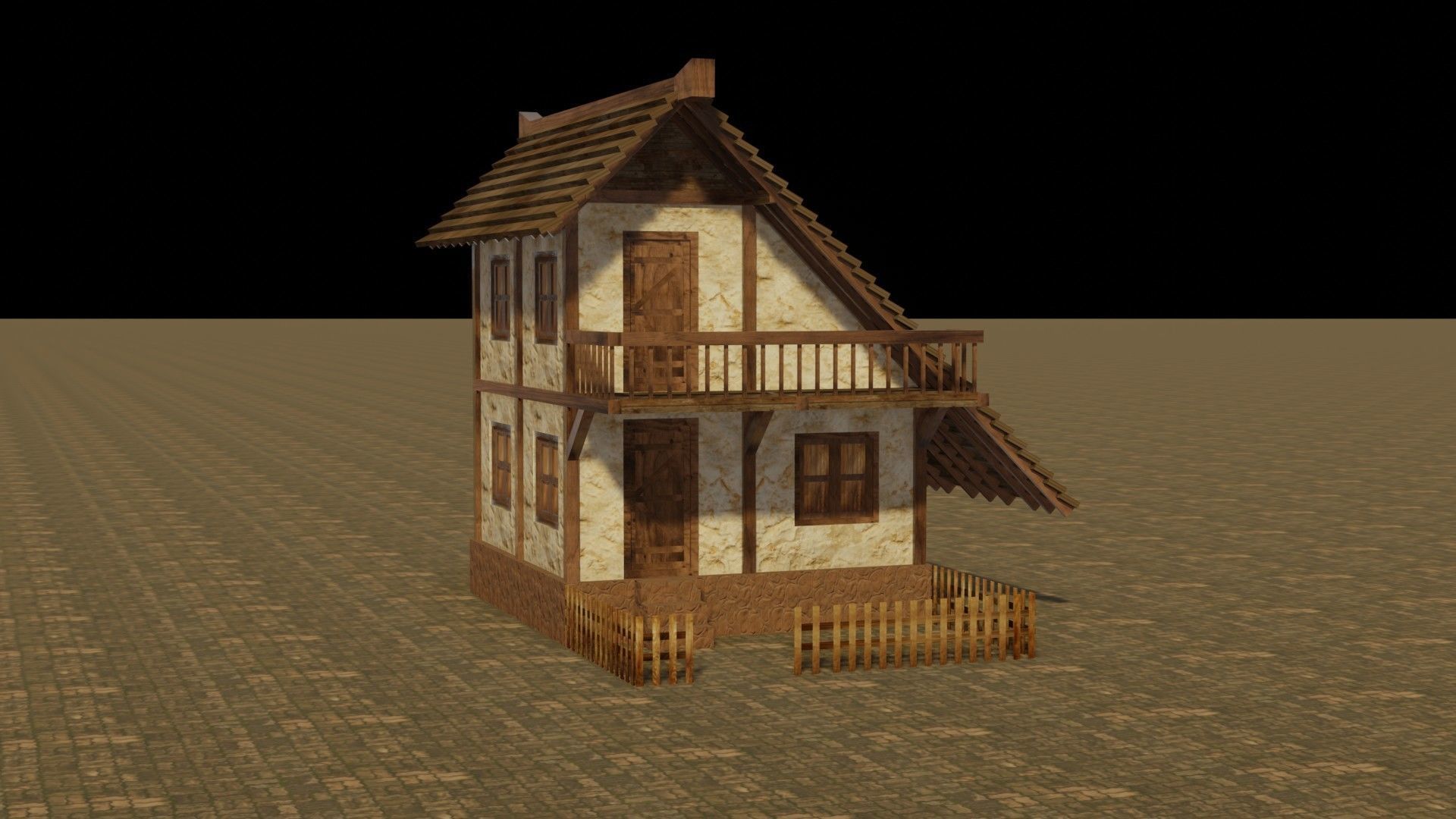 Medieval house 14 Low-poly 3D model_16
