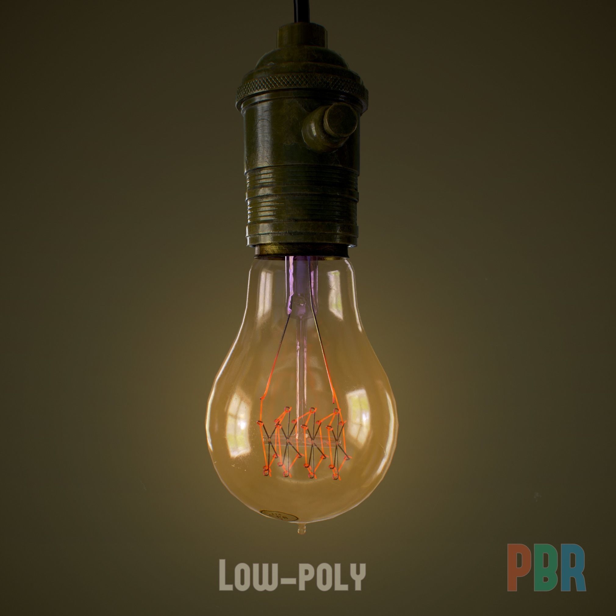 Vintage light bulbs Set PBR  Low-poly 3D model_1