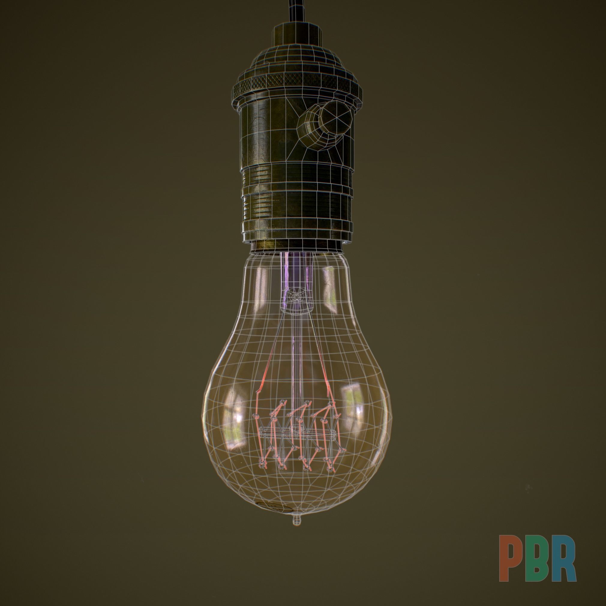 Vintage light bulbs Set PBR  Low-poly 3D model_2