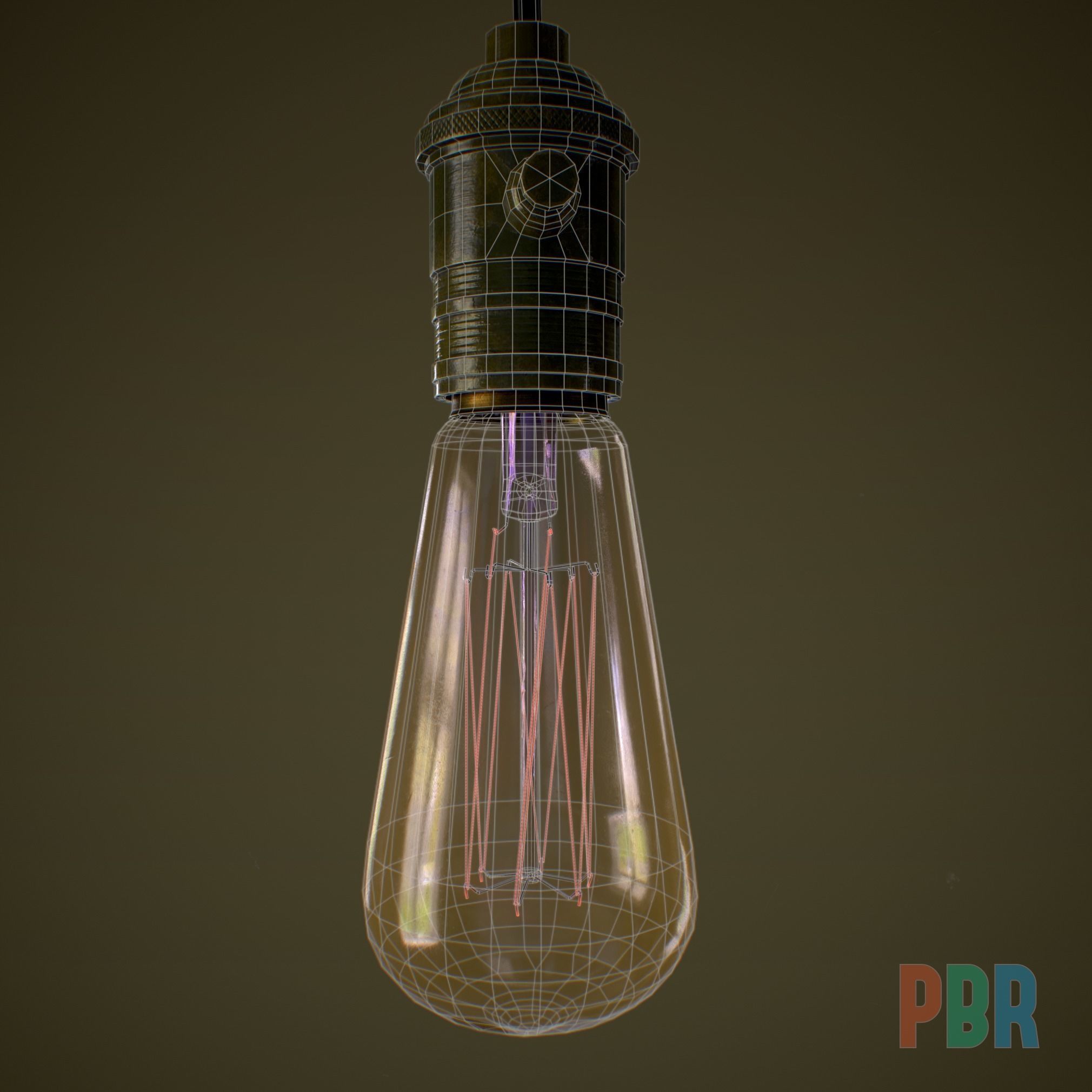 Vintage light bulbs Set PBR  Low-poly 3D model_4