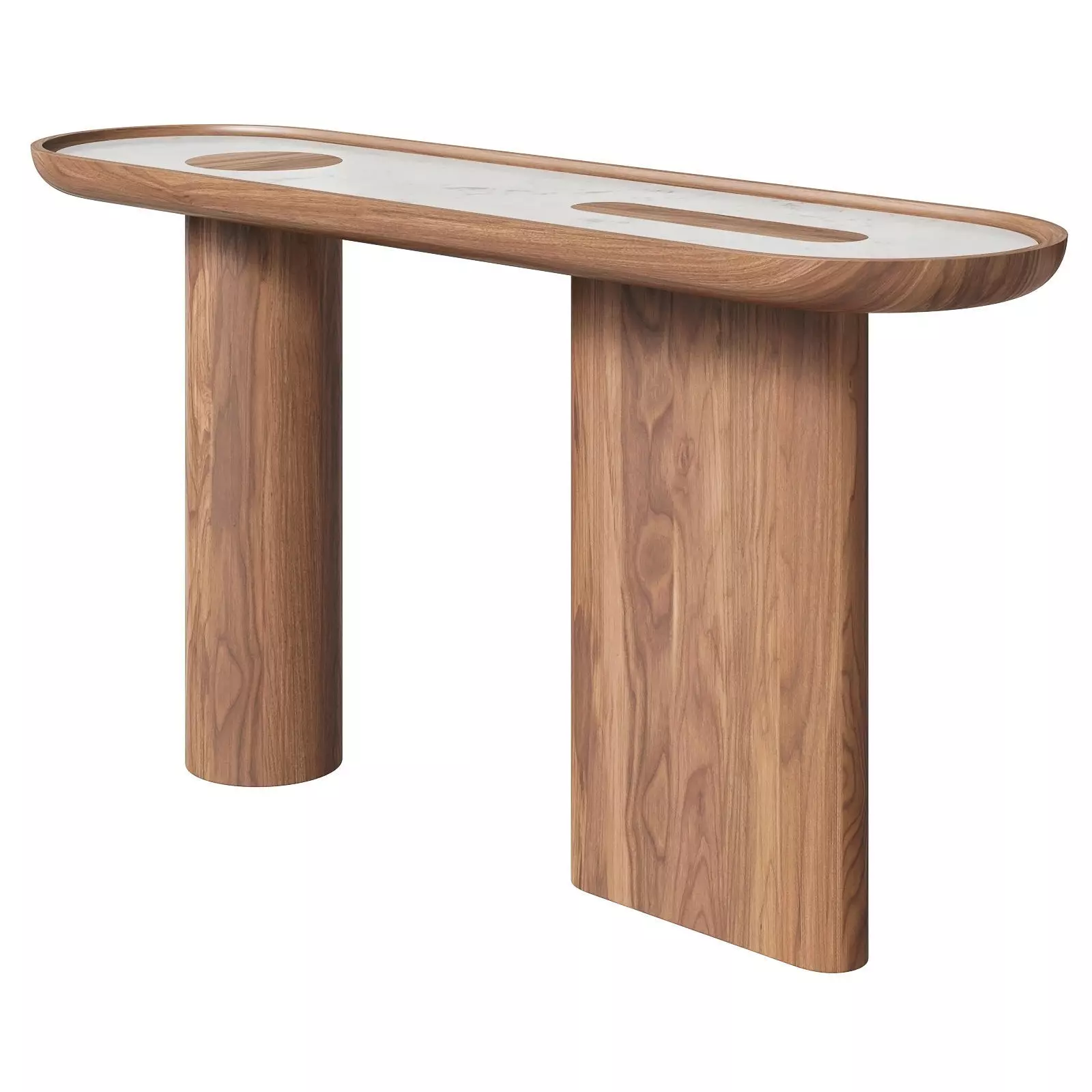 Italian Elements oval walnut console 3D model_0