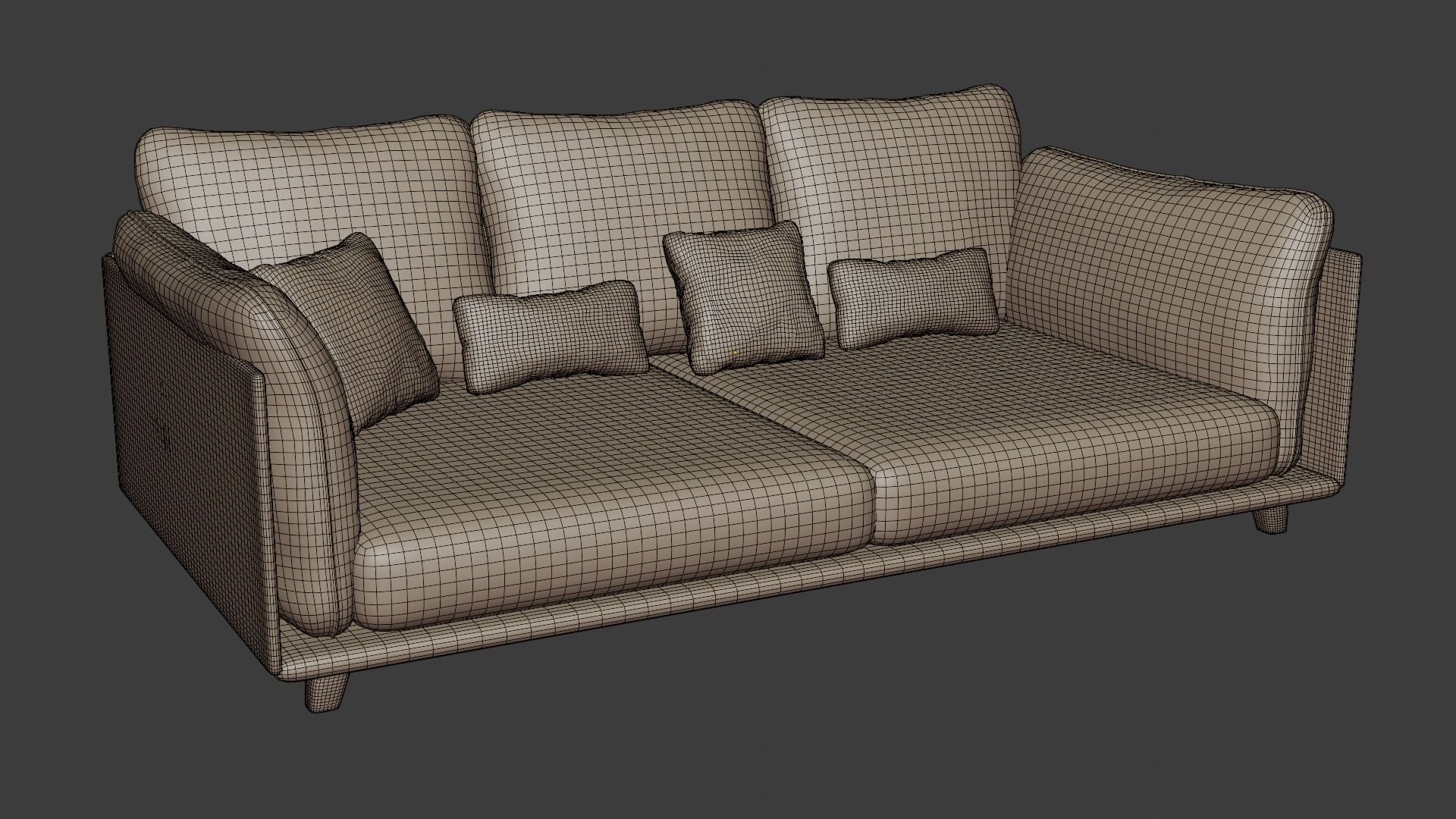 The sofa in a modern style is made of light-colored fabric 3D model_6