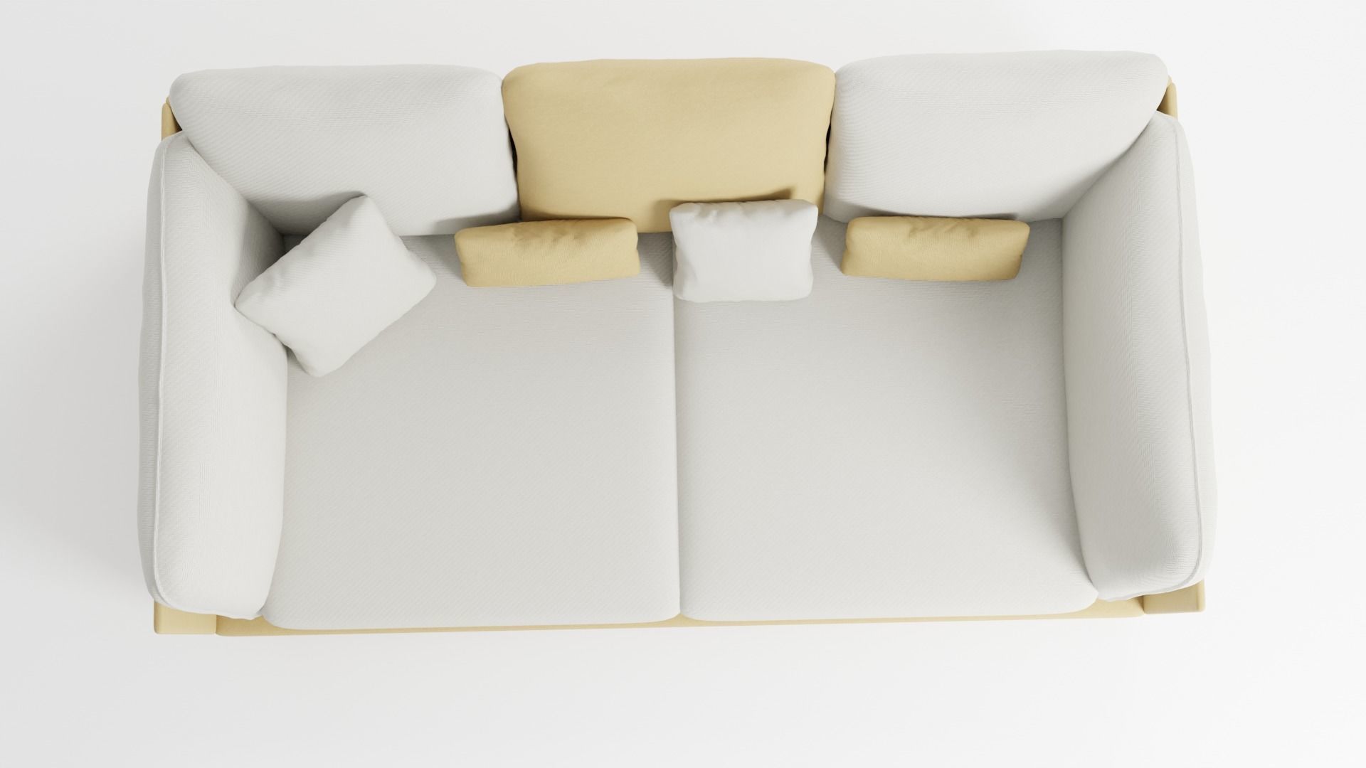 The sofa in a modern style is made of light-colored fabric 3D model_5