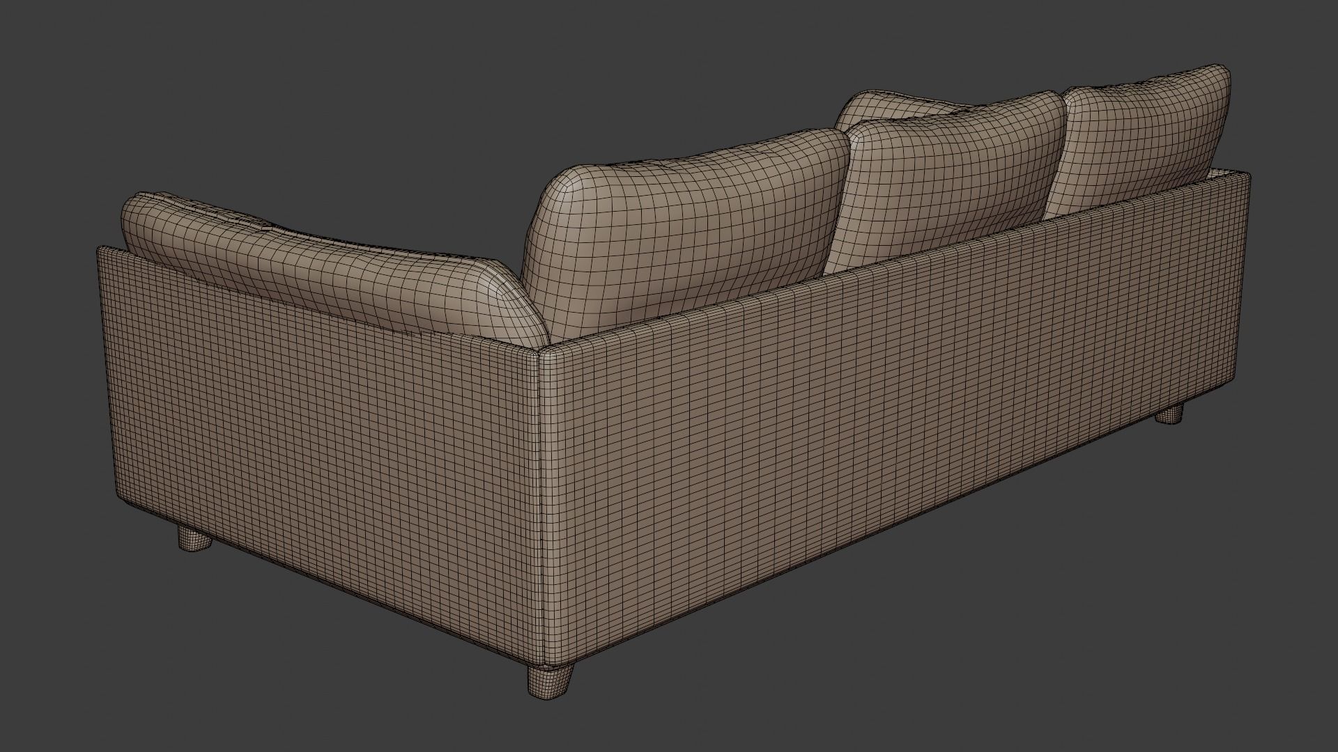 The sofa in a modern style is made of light-colored fabric 3D model_7