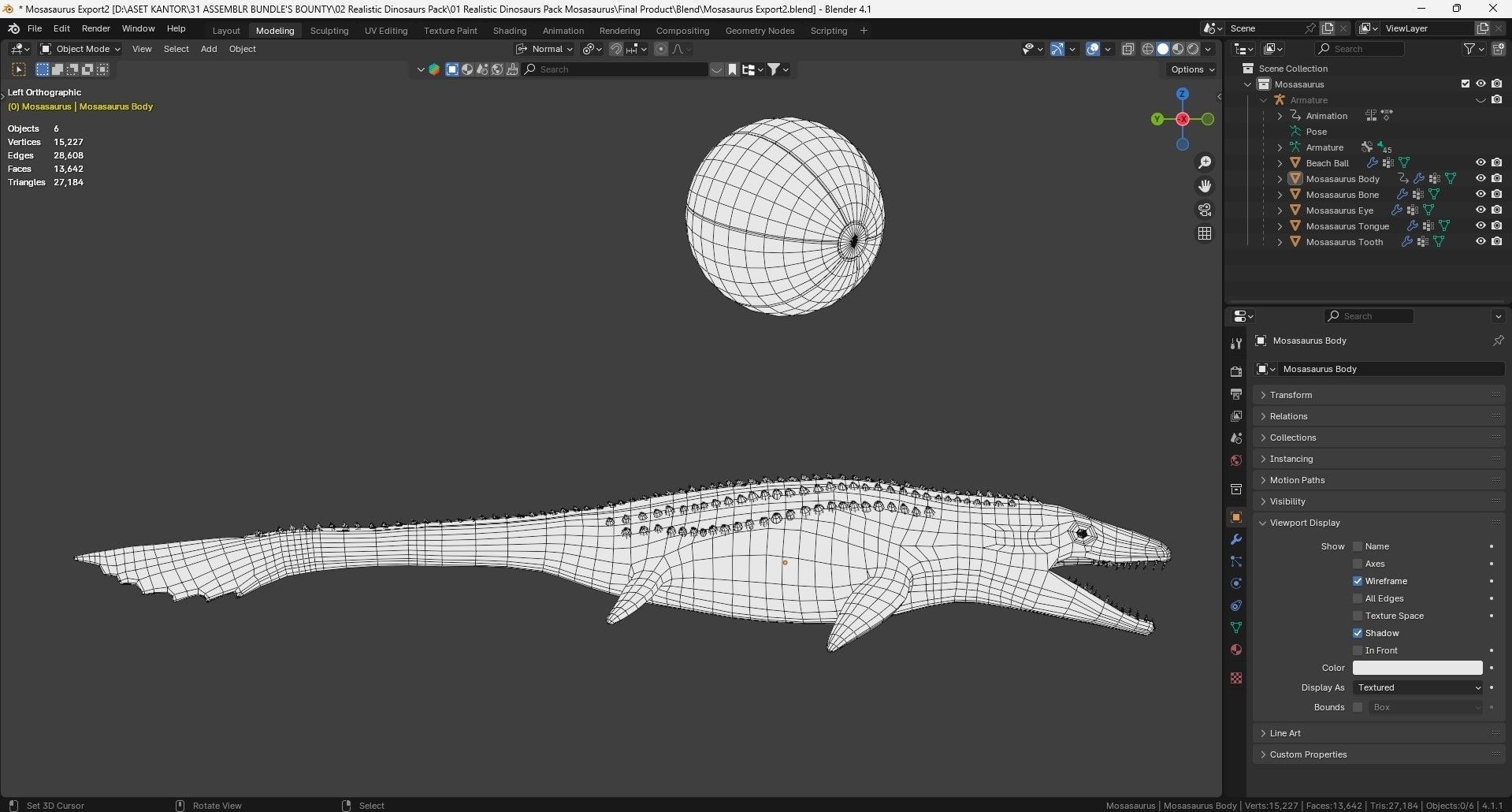 Low poly Realistic Dinosaur - Mosasaur Low-poly 3D model_17
