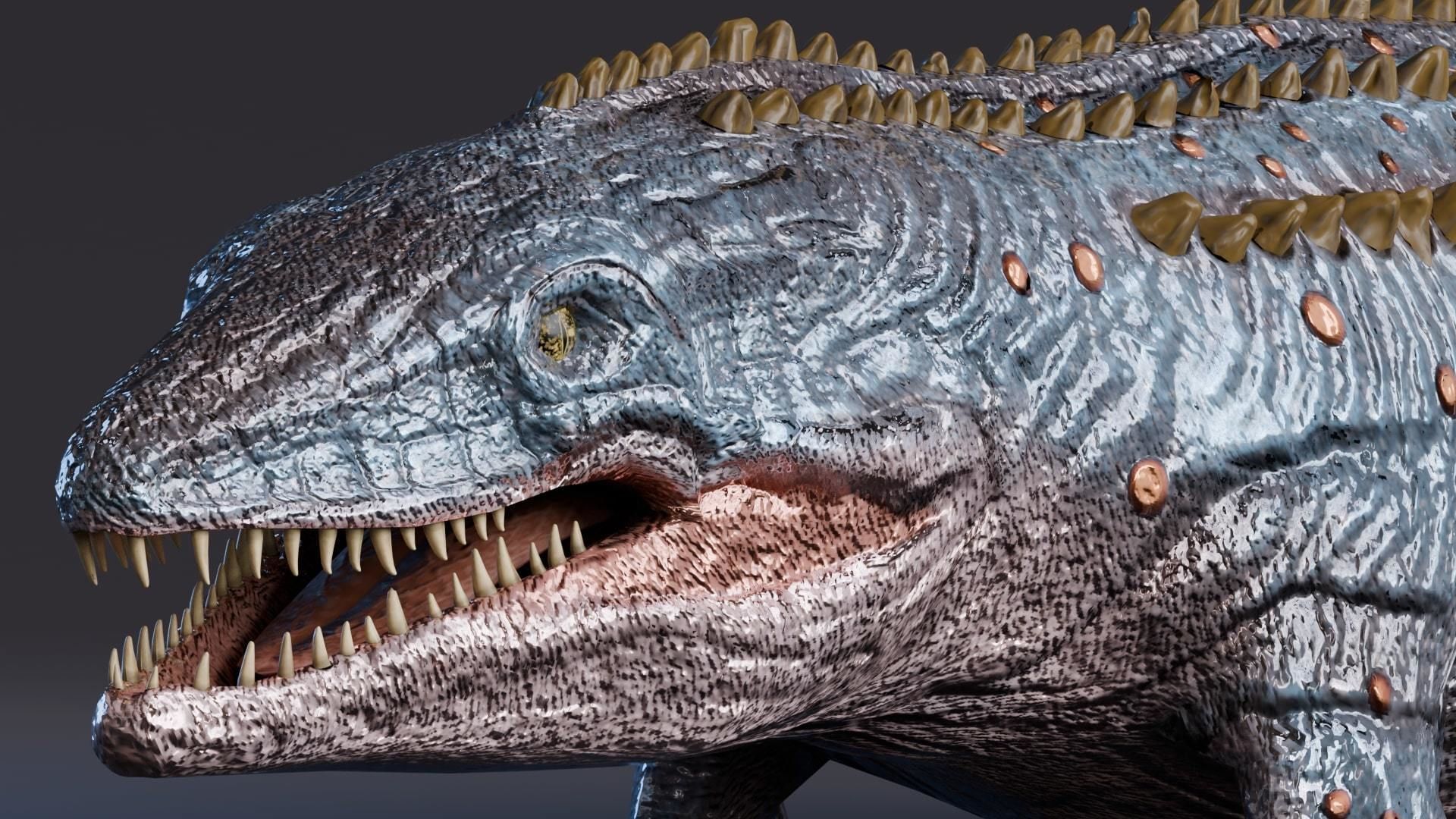 Low poly Realistic Dinosaur - Mosasaur Low-poly 3D model_3