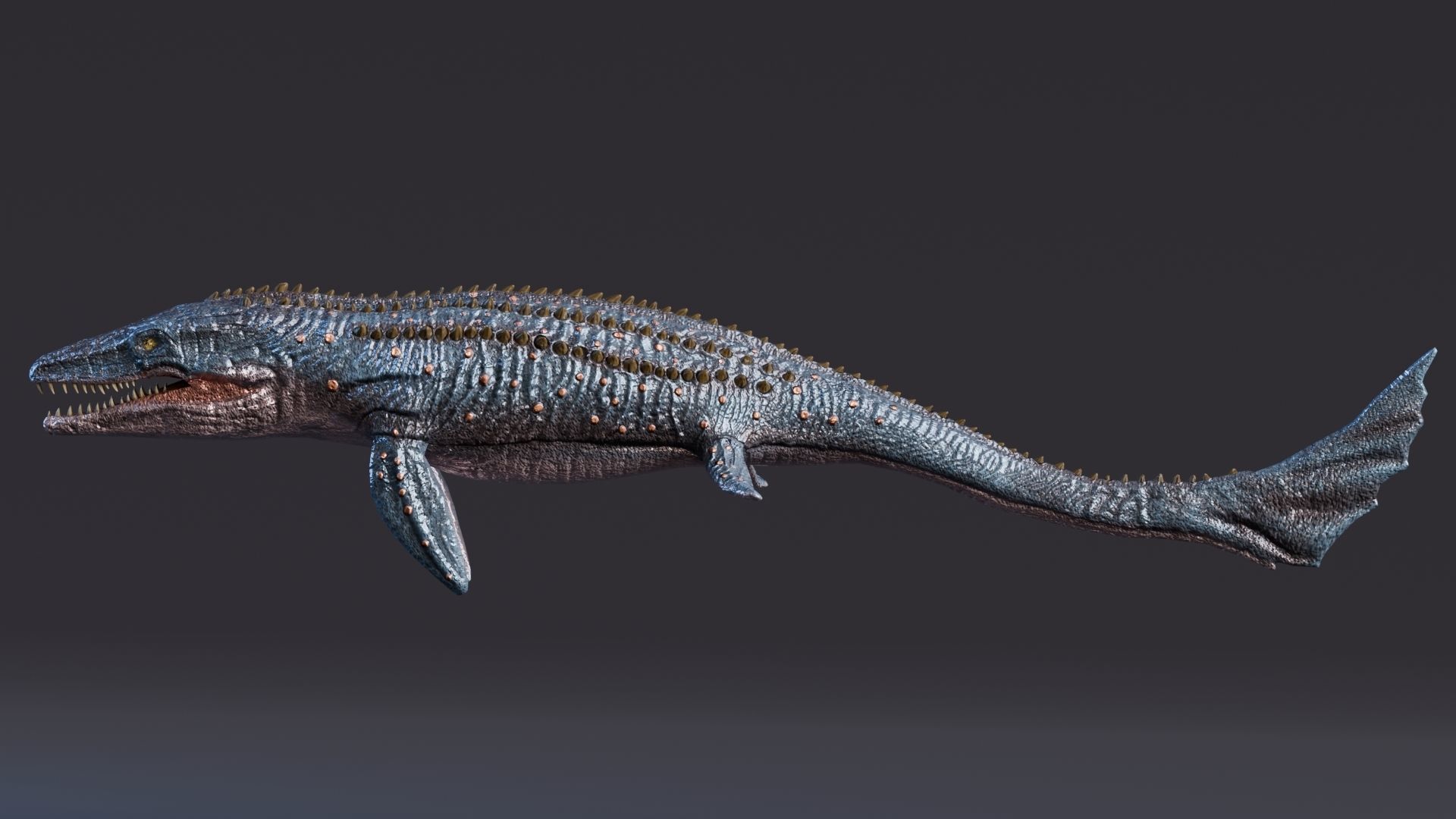 Low poly Realistic Dinosaur - Mosasaur Low-poly 3D model_6