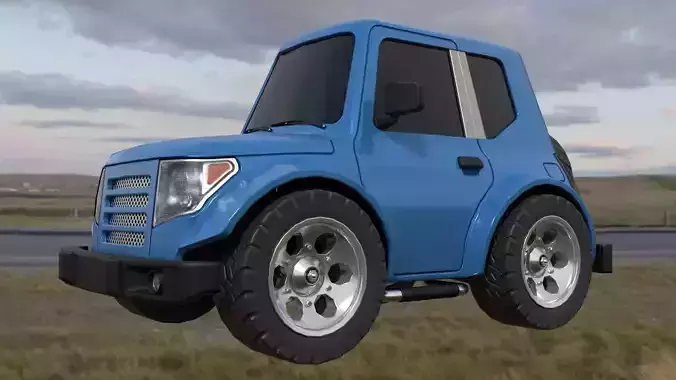 Low poly rigged stylized off-road car