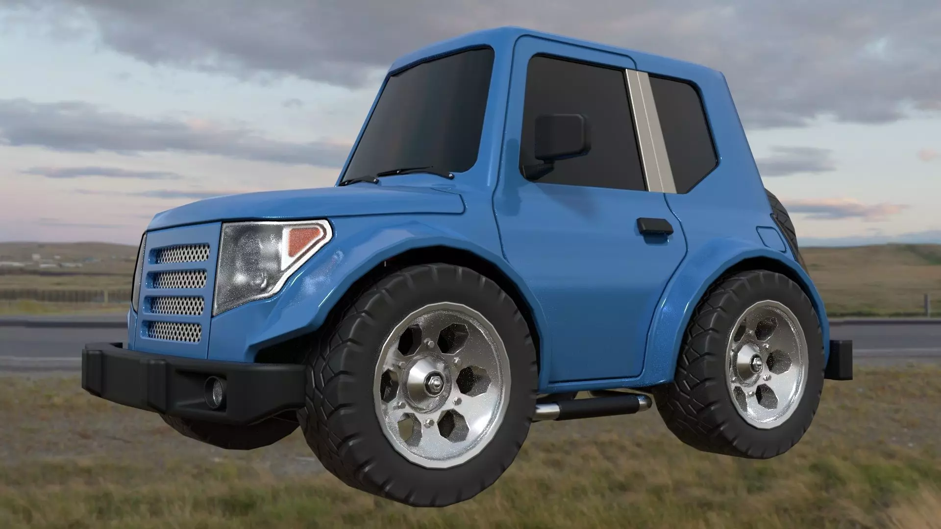 Low poly rigged stylized off-road car Low-poly 3D model