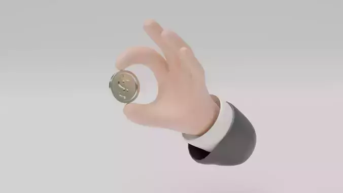  Low-Poly Hand Picking Coin Financial Business Design 3D Model 3D model