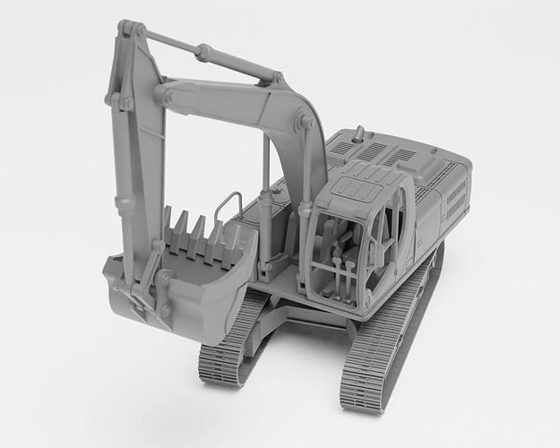 JCB Excavator - H0 scale construction equipment kit 3D print model 5