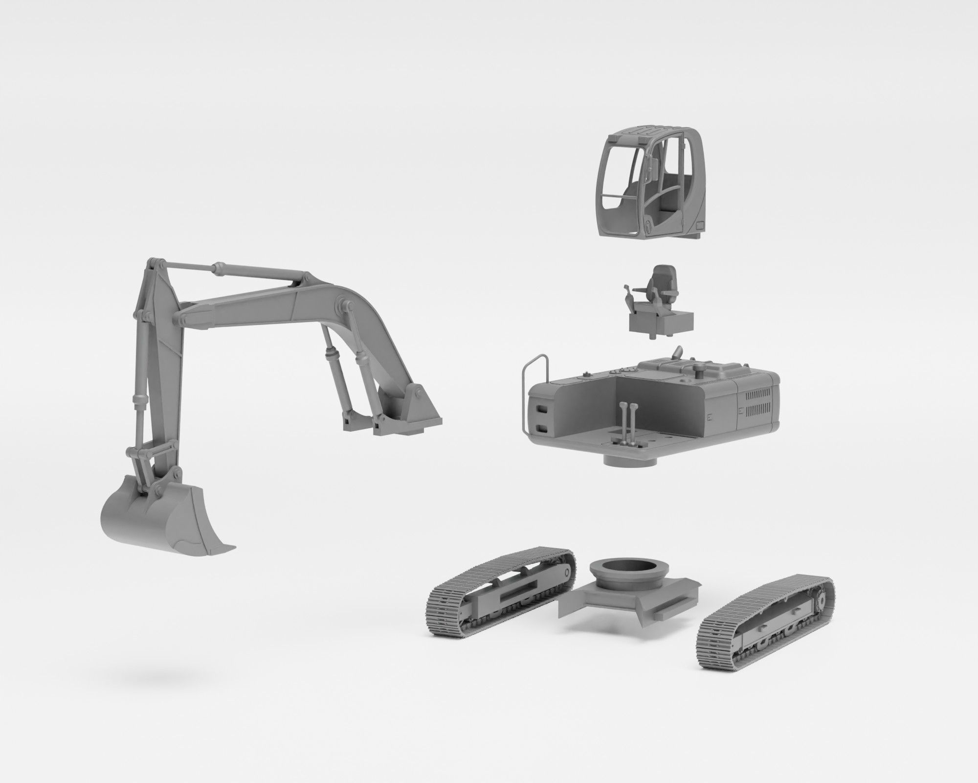 JCB Excavator - H0 scale construction equipment kit 3D print model_5