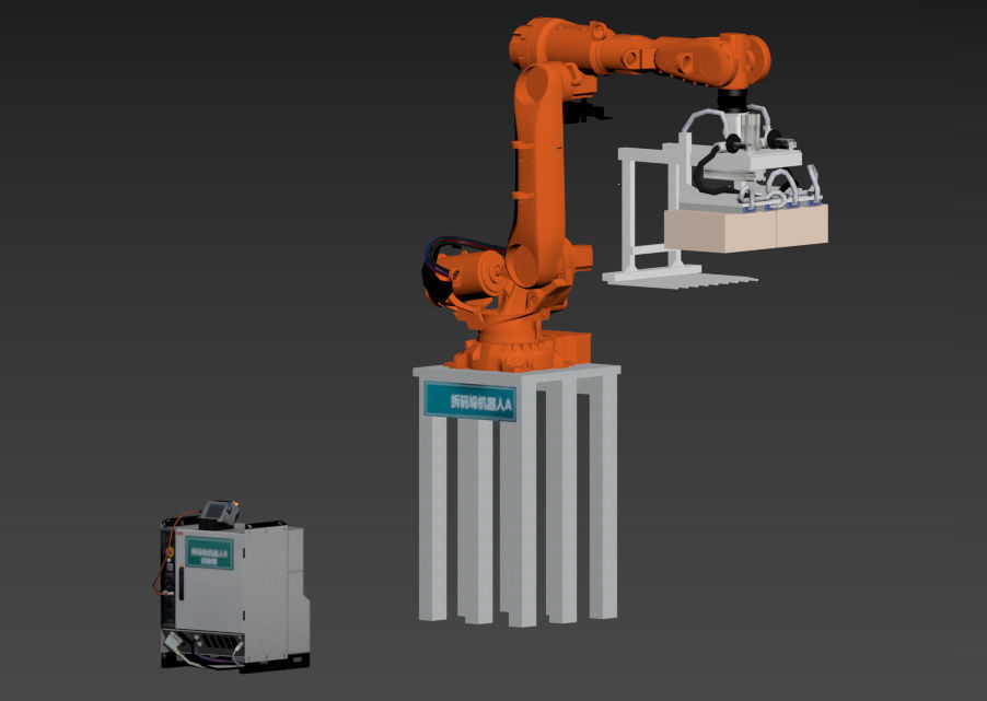 dismantling and palletizing robot workstation Low-poly 3D model_2