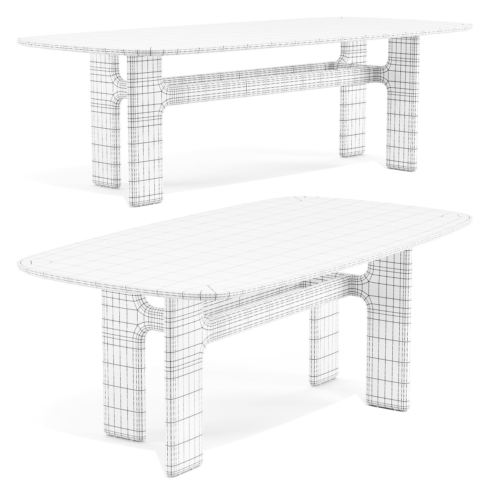 Bonaldo Hippos Wood - Dining Tables 3D model_5