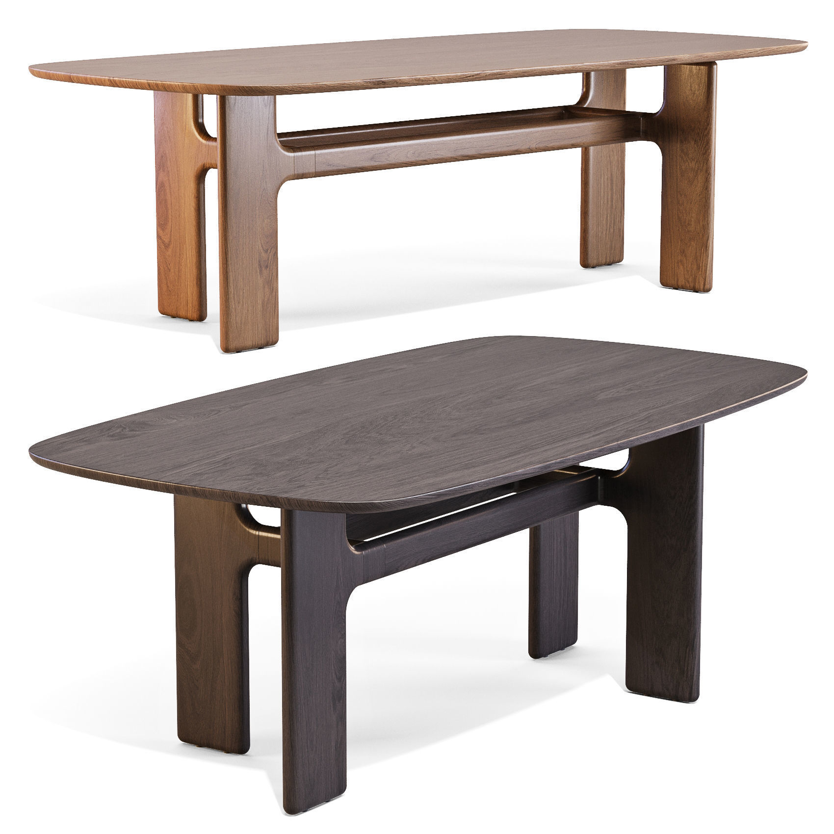 Bonaldo Hippos Wood - Dining Tables 3D model_3