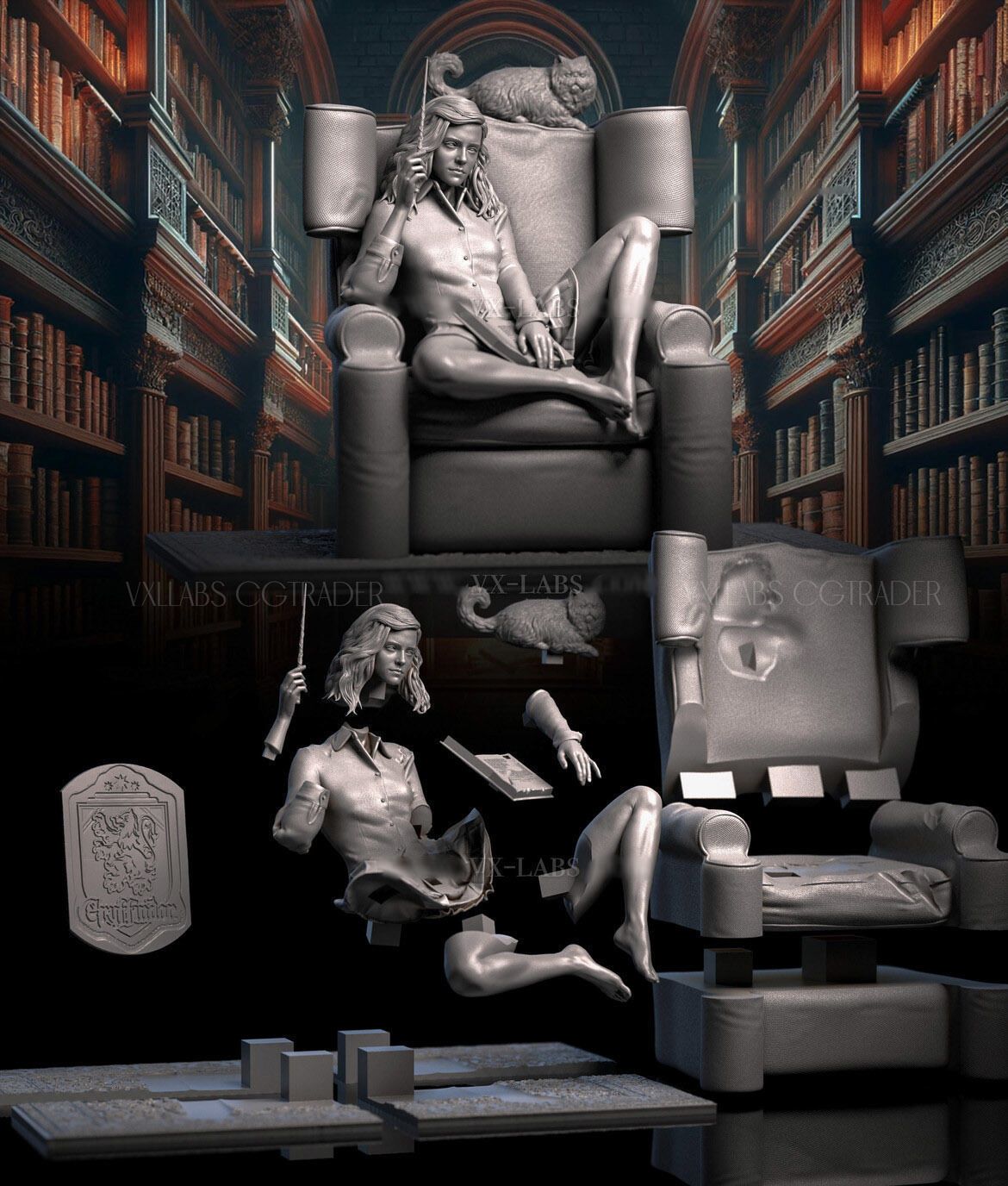 Hermione in the Common Room 3D print model_2