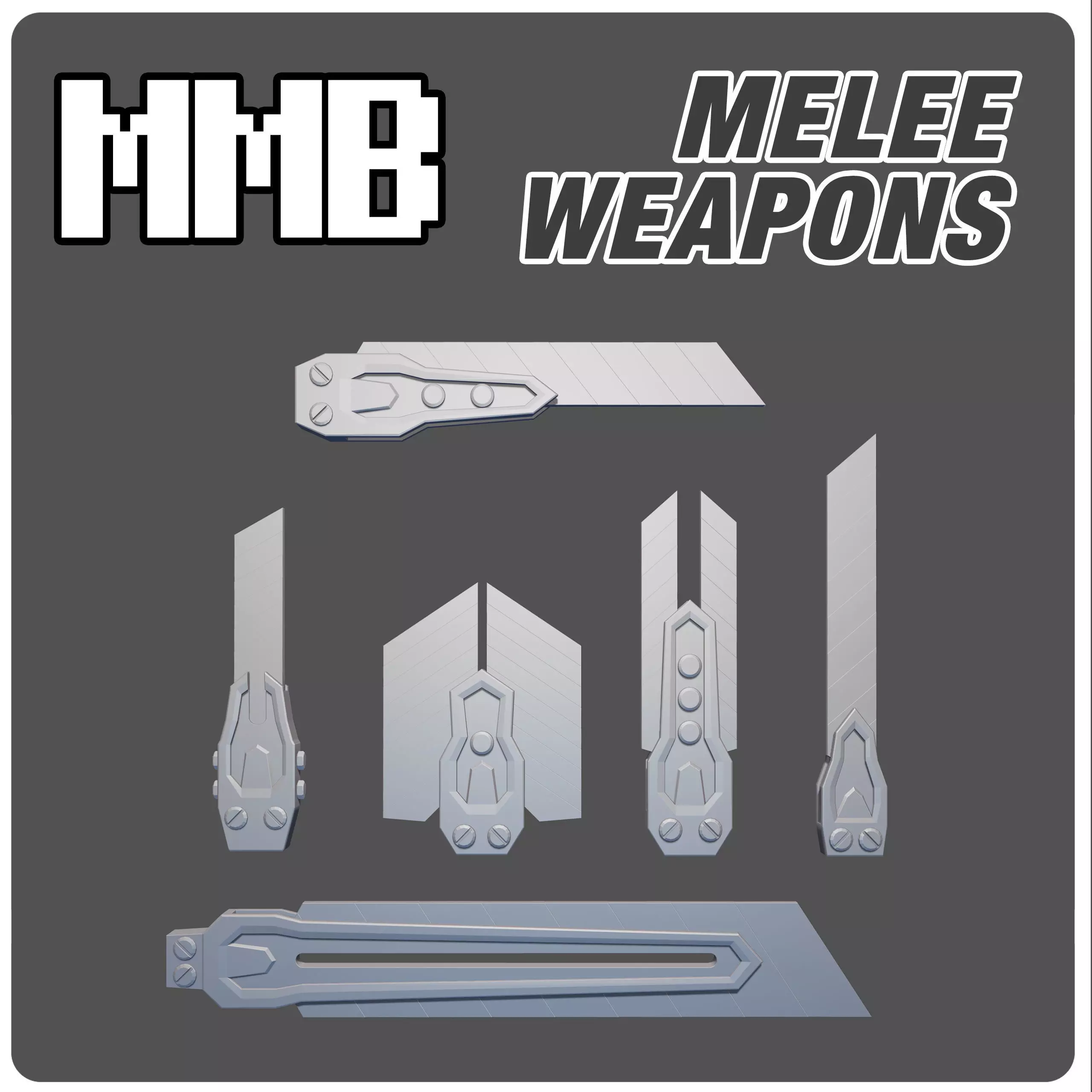 MMB Addon 6 Melee weapons 3D print model_0