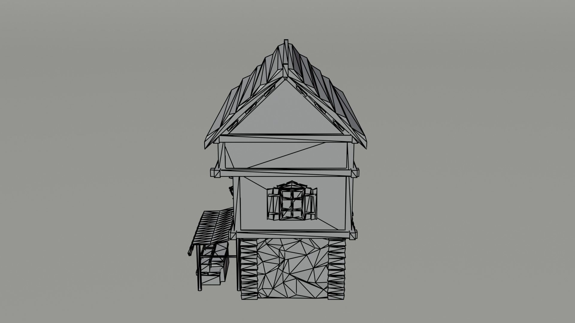 Cartoon medieval house 4 Polygonal Style Low-poly 3D model_9