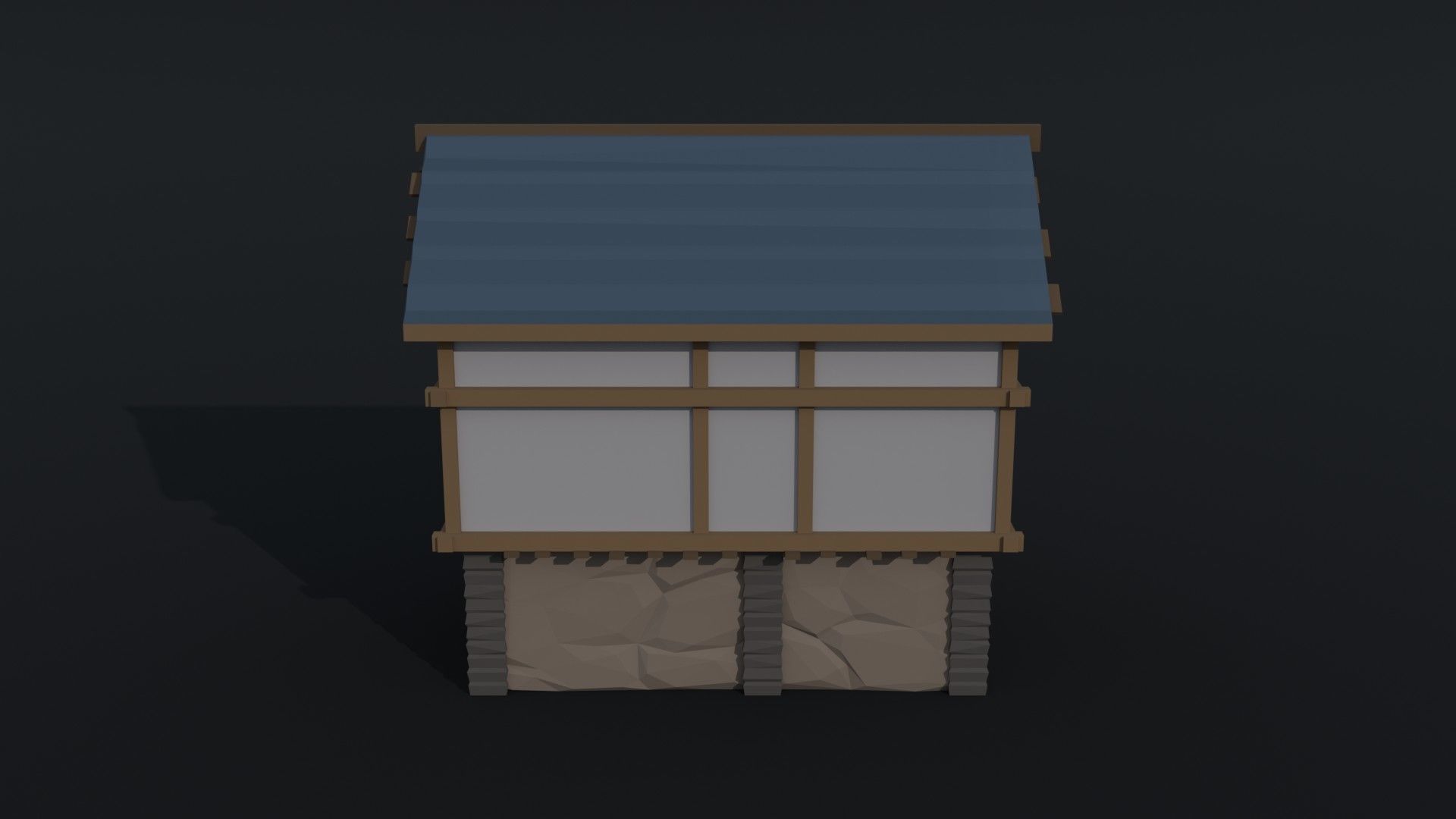Cartoon medieval house 4 Polygonal Style Low-poly 3D model_4