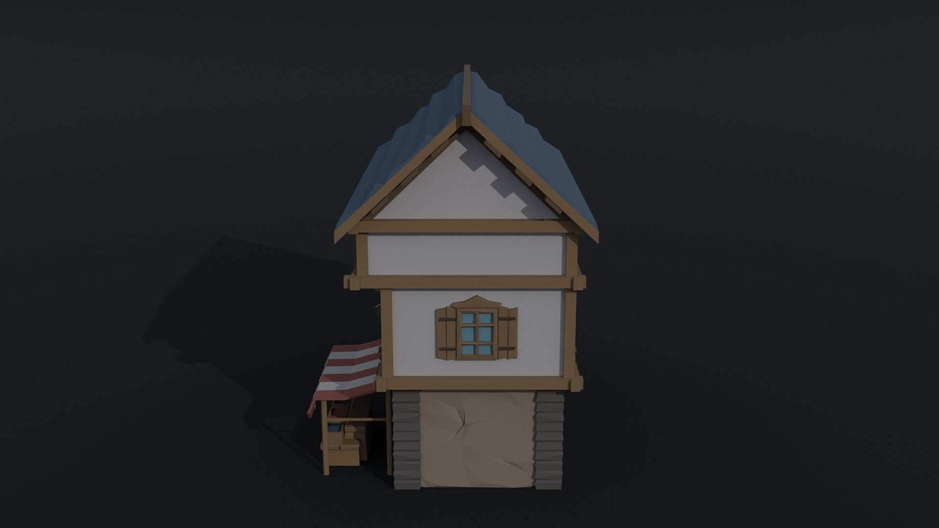 Cartoon medieval house 4 Polygonal Style Low-poly 3D model_5