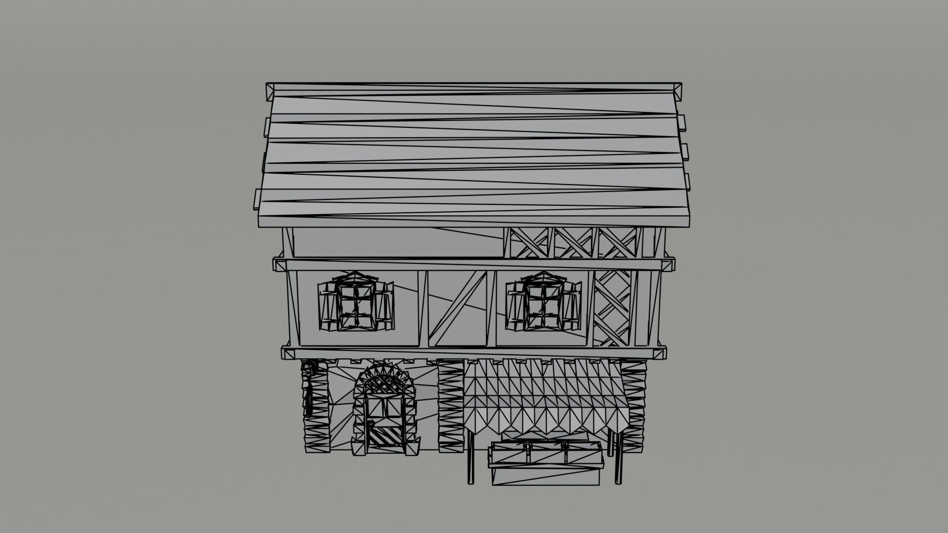 Cartoon medieval house 4 Polygonal Style Low-poly 3D model_6