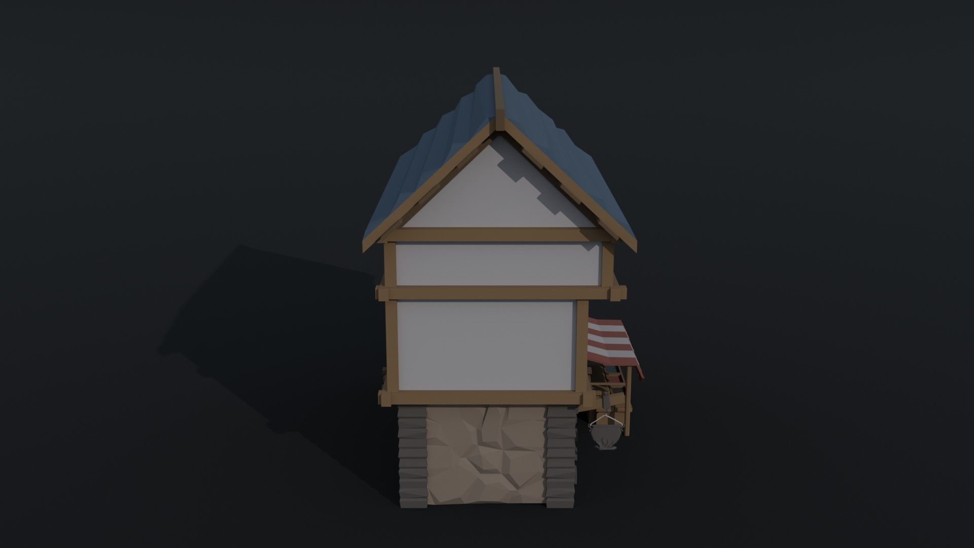 Cartoon medieval house 4 Polygonal Style Low-poly 3D model_3