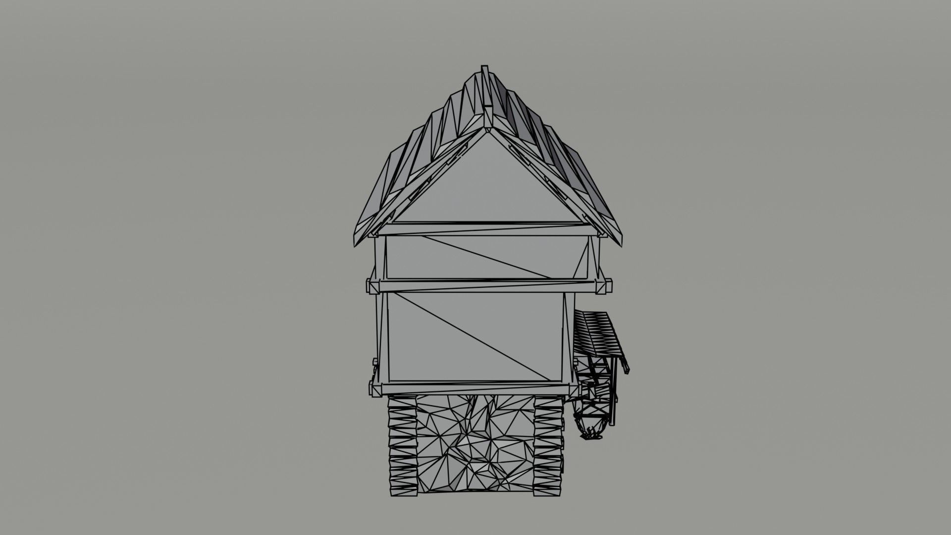 Cartoon medieval house 4 Polygonal Style Low-poly 3D model_7