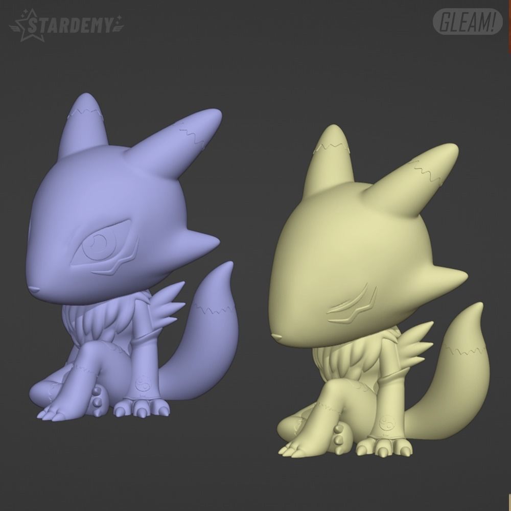 Renamon Chibi 2 models Digimon Tamers 3D print model_1