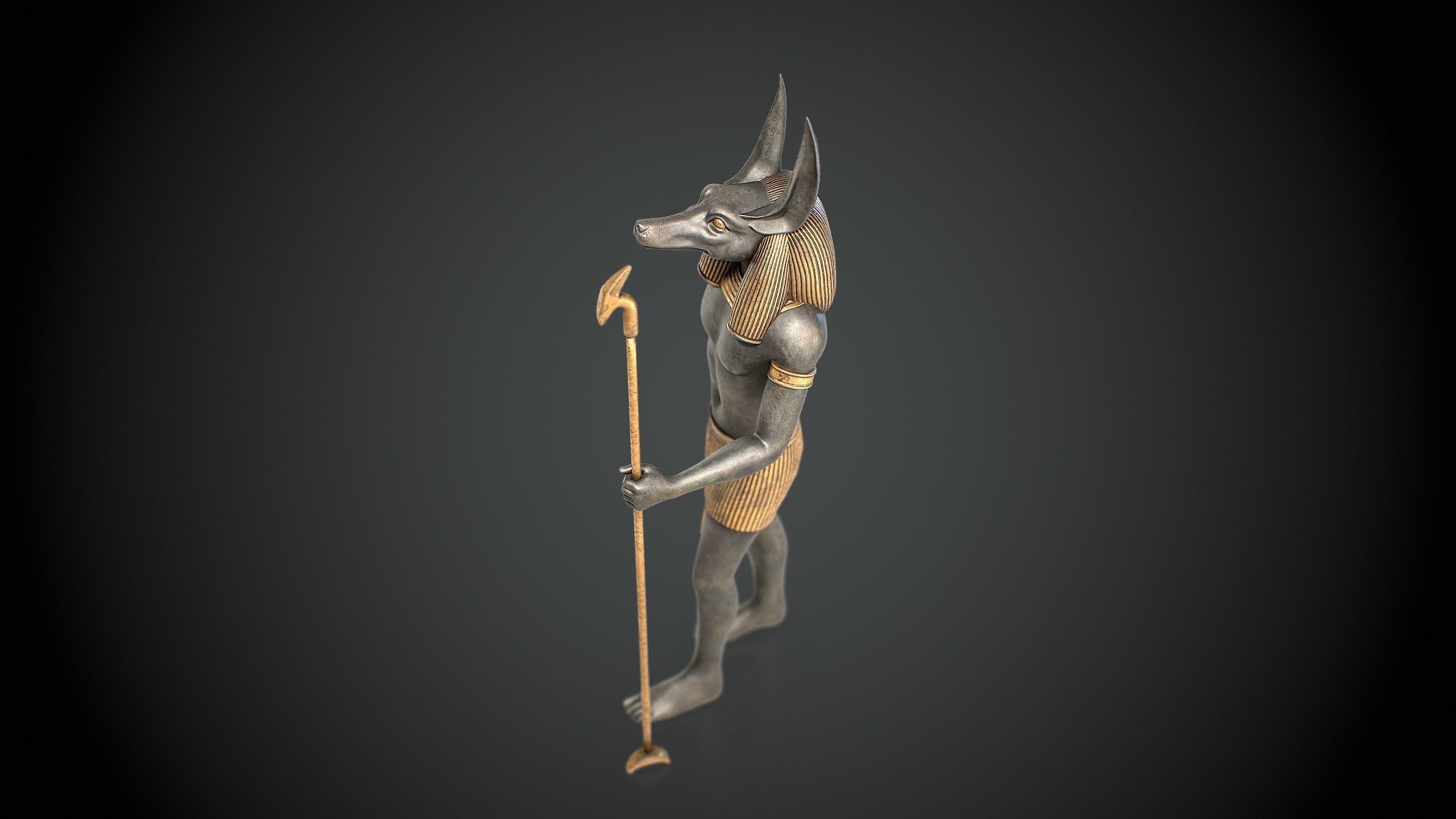 Anubis Statue Low-poly 3D model_7