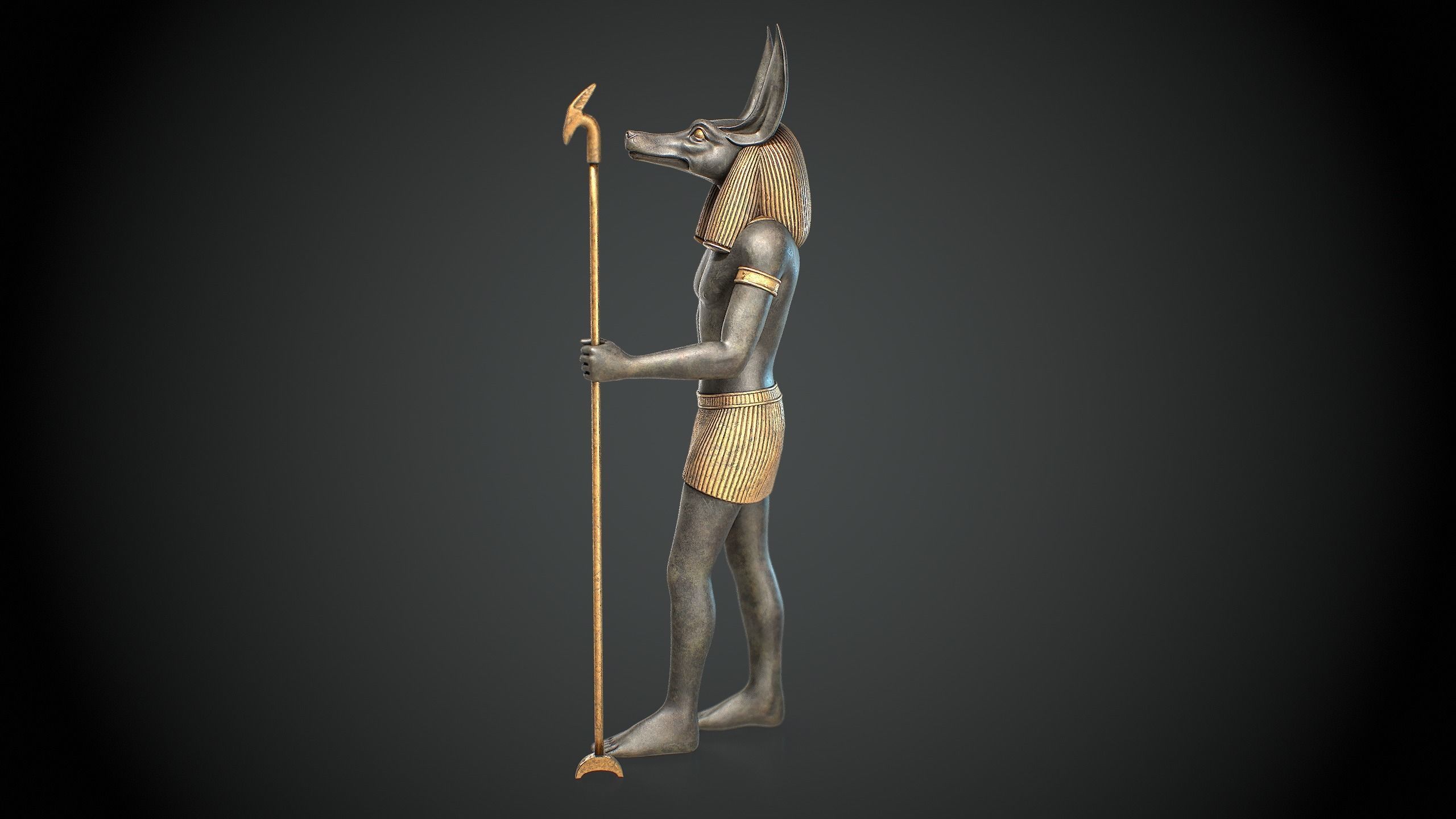 Anubis Statue Low-poly 3D model_5