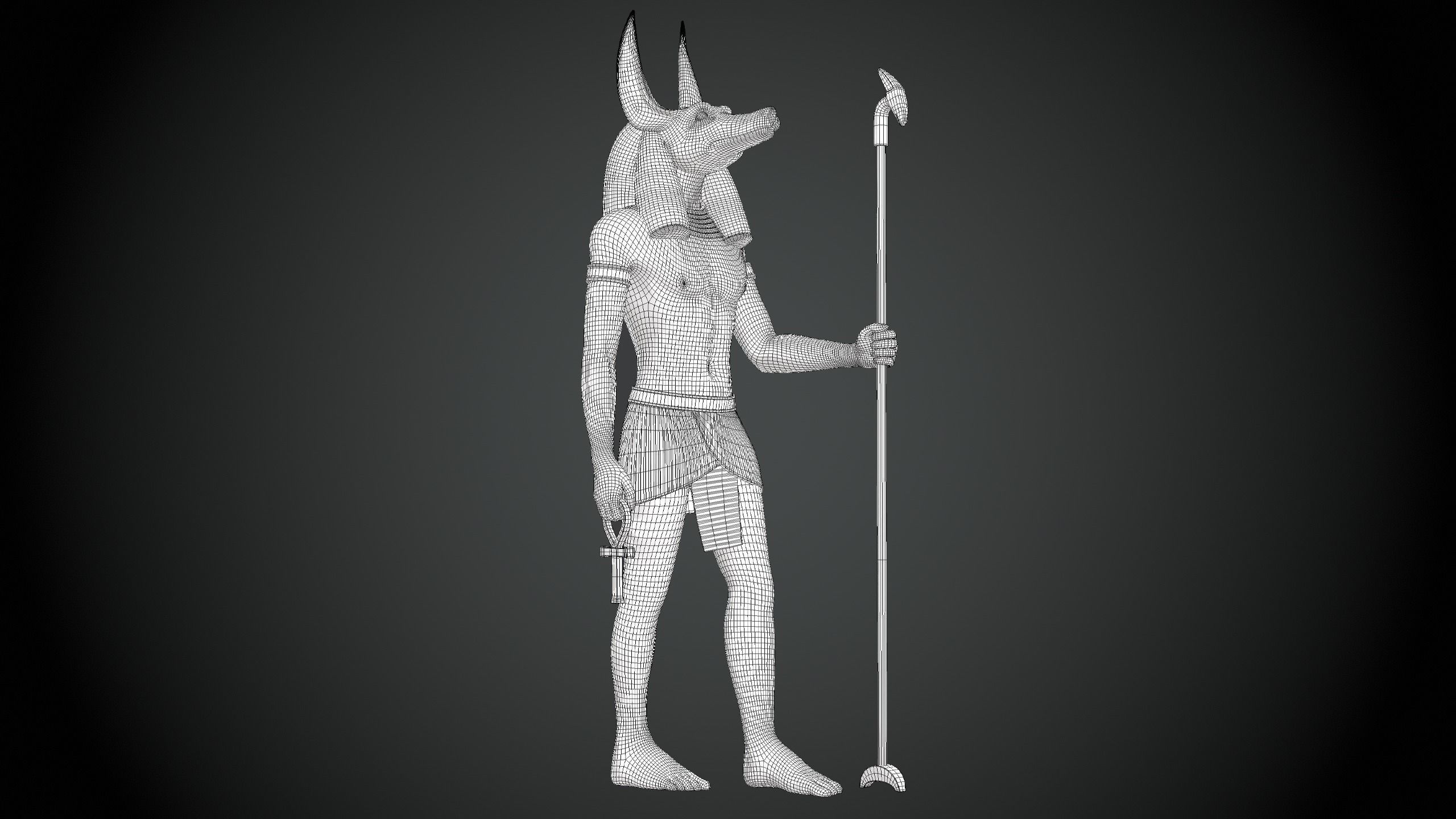 Anubis Statue Low-poly 3D model_10