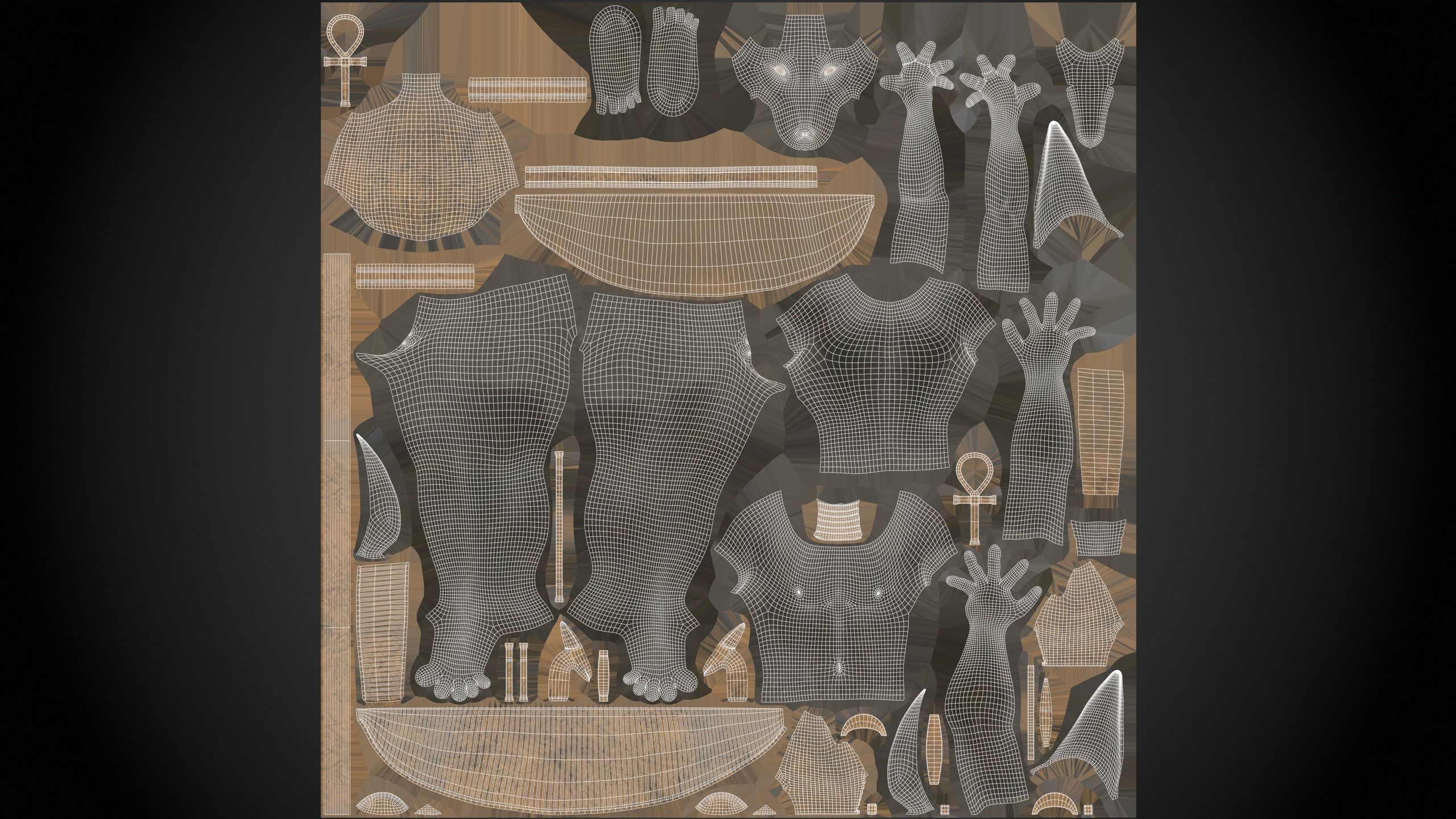 Anubis Statue Low-poly 3D model_9