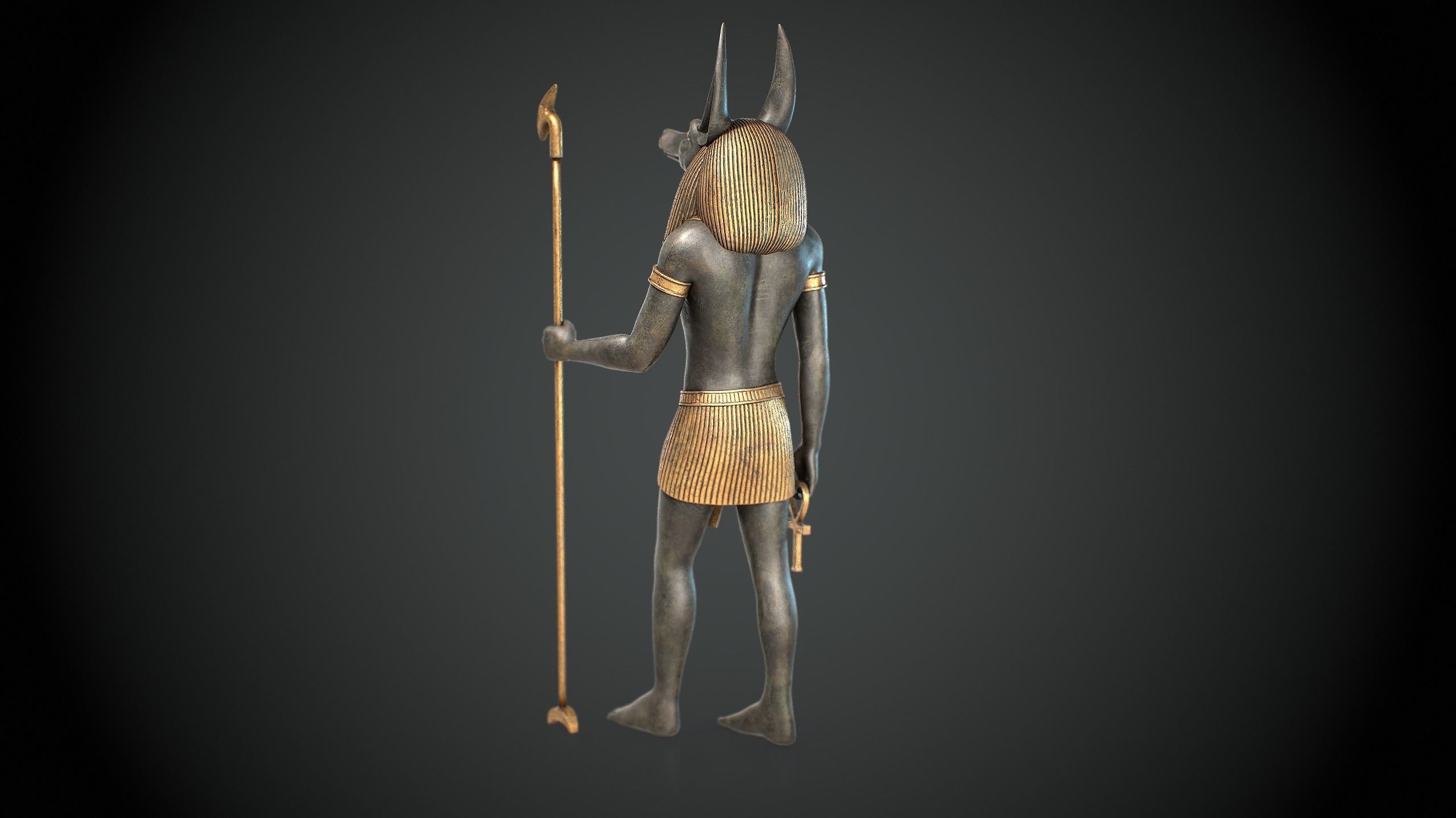 Anubis Statue Low-poly 3D model_4