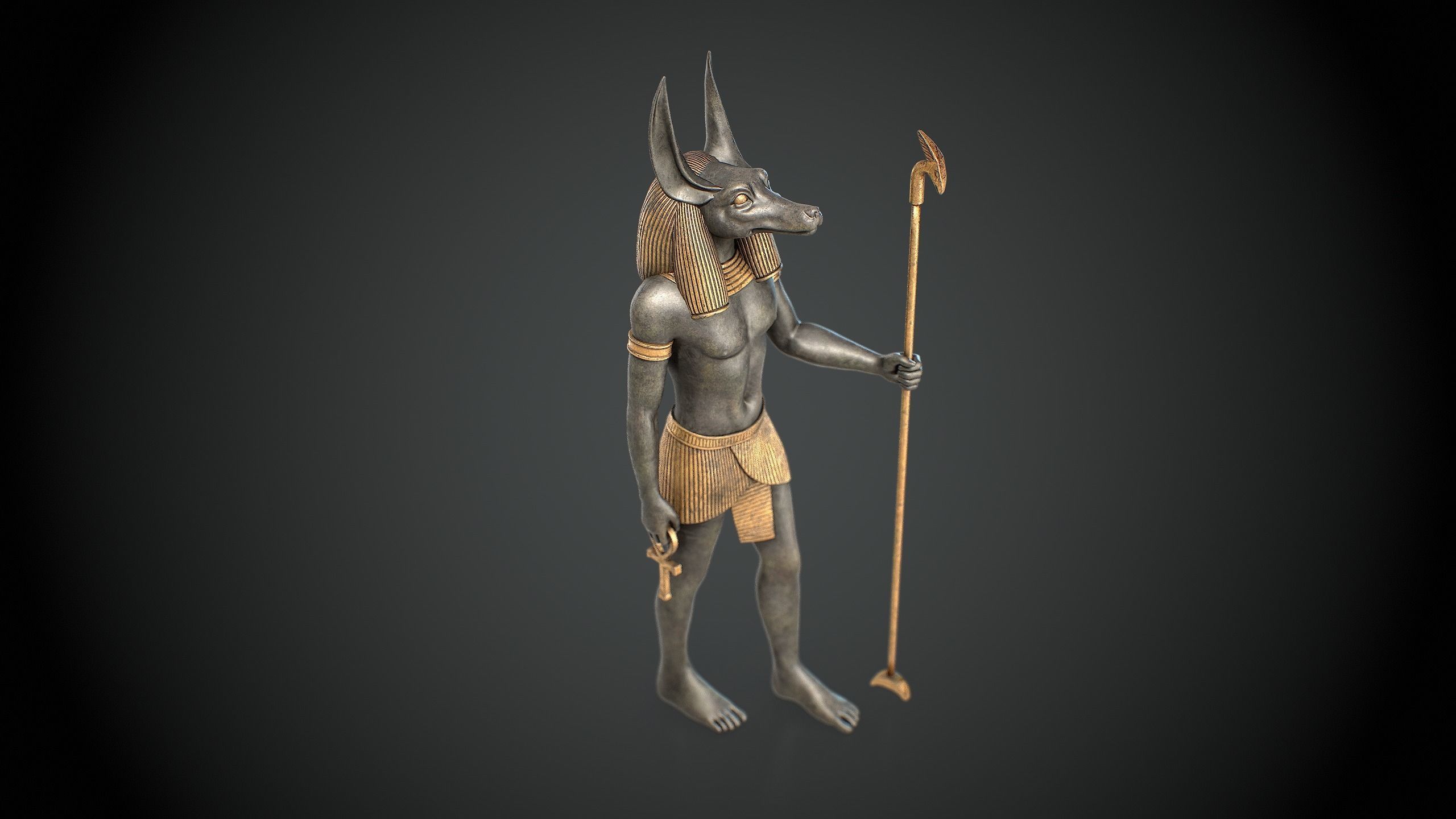 Anubis Statue Low-poly 3D model_6