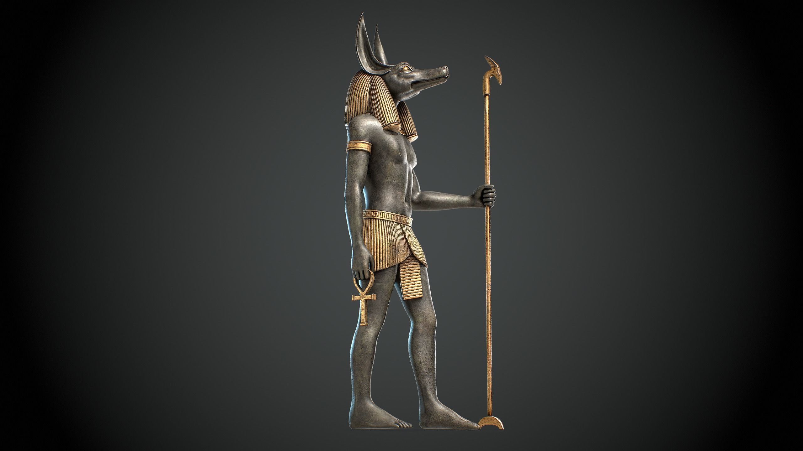 Anubis Statue Low-poly 3D model_8