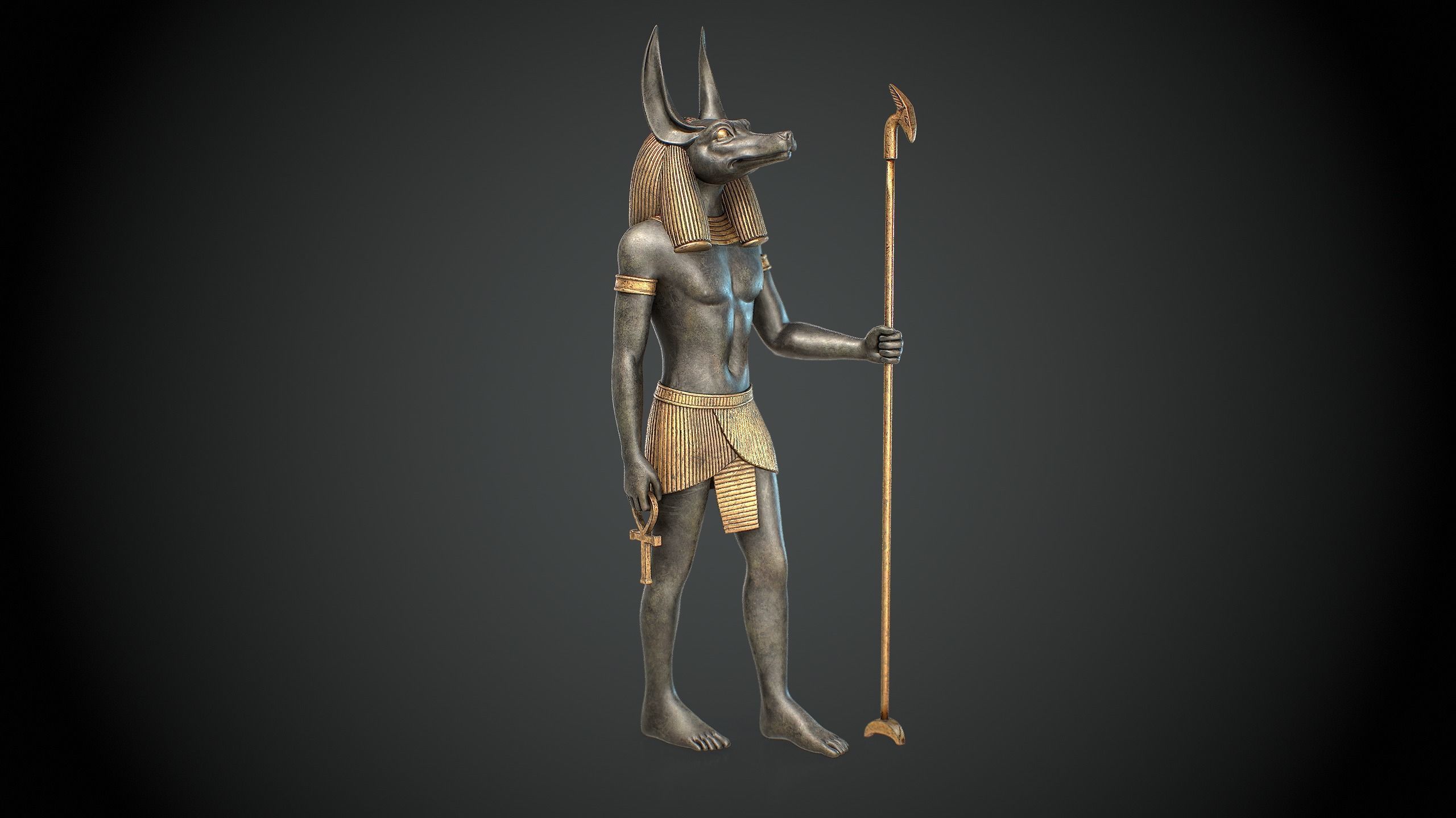 Anubis Statue Low-poly 3D model_1