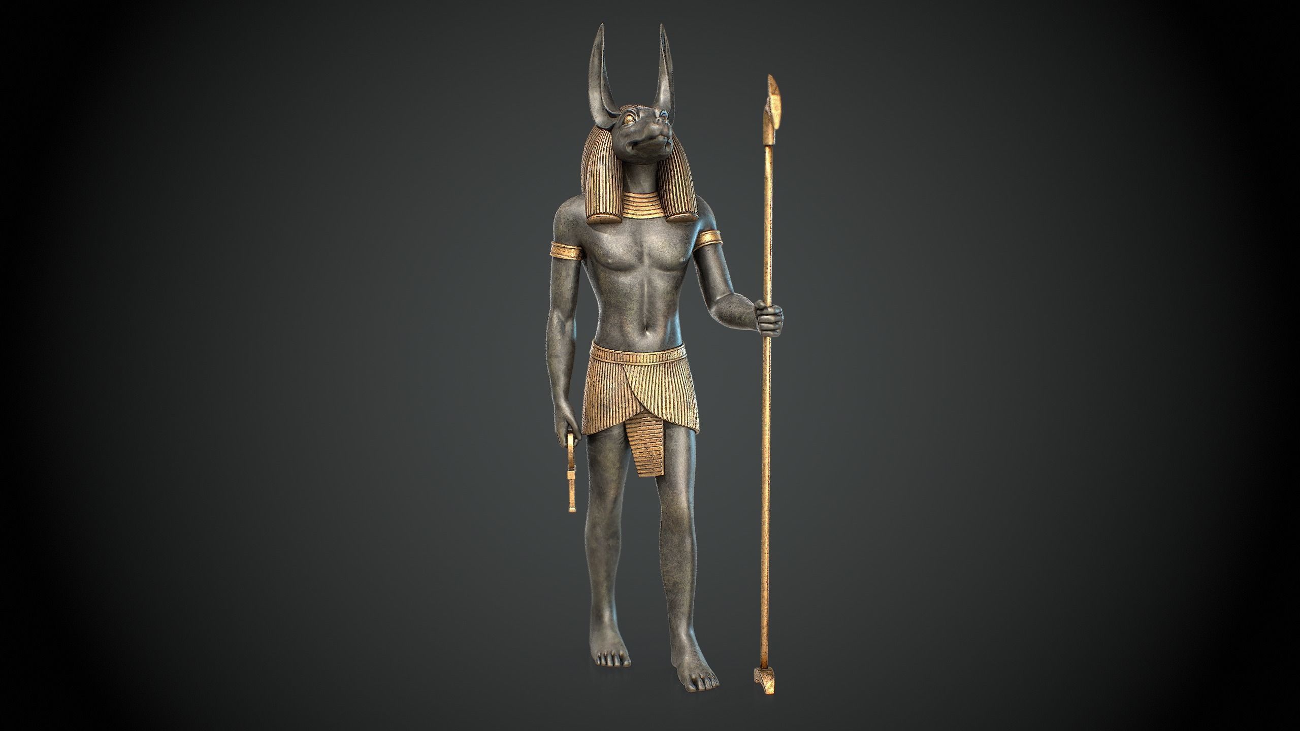 Anubis Statue Low-poly 3D model_2