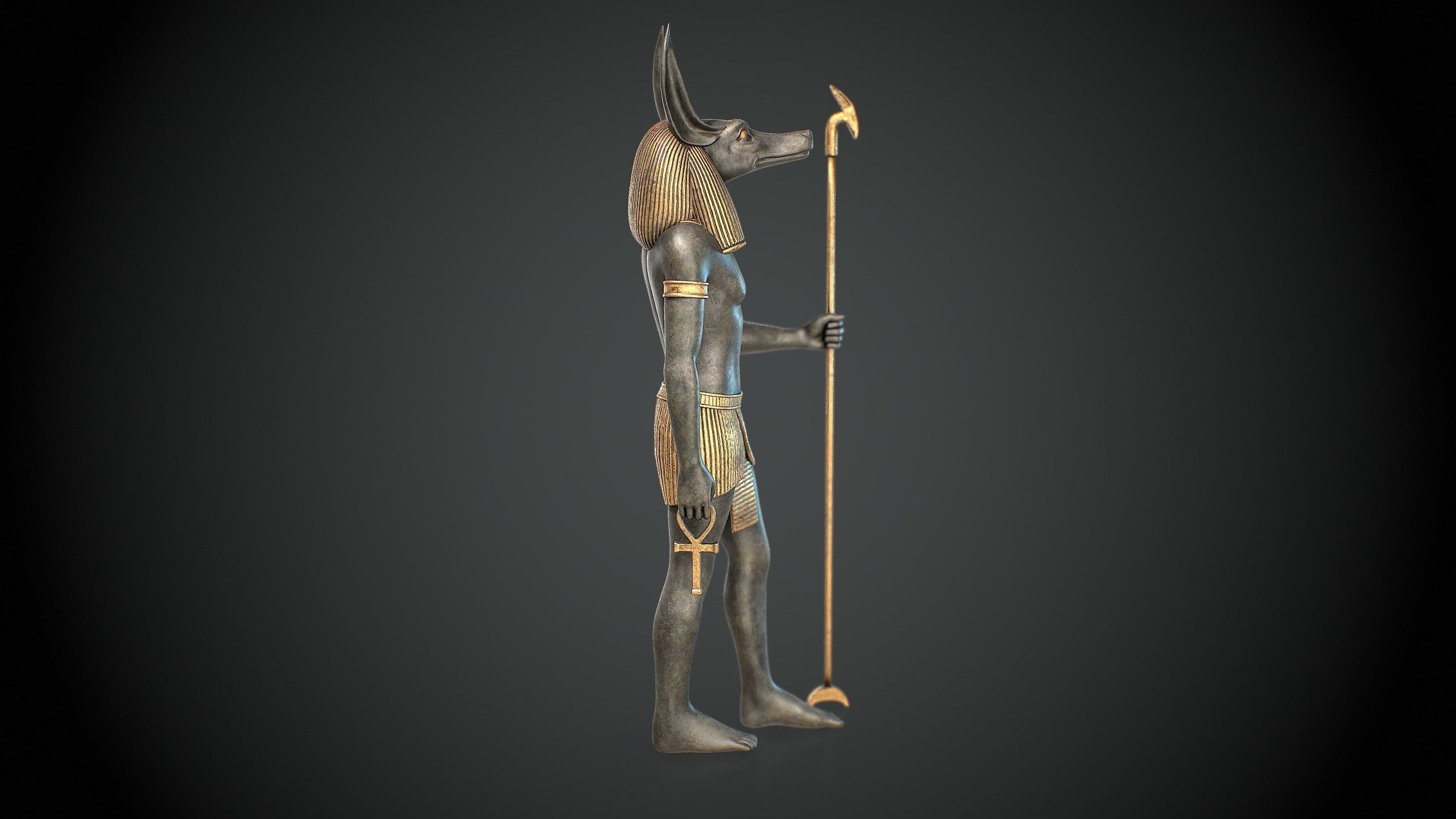 Anubis Statue Low-poly 3D model_3