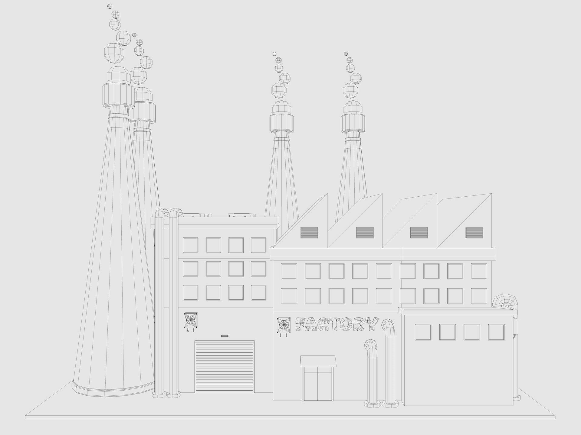 Cartoon Factory Low-poly 3D model_7