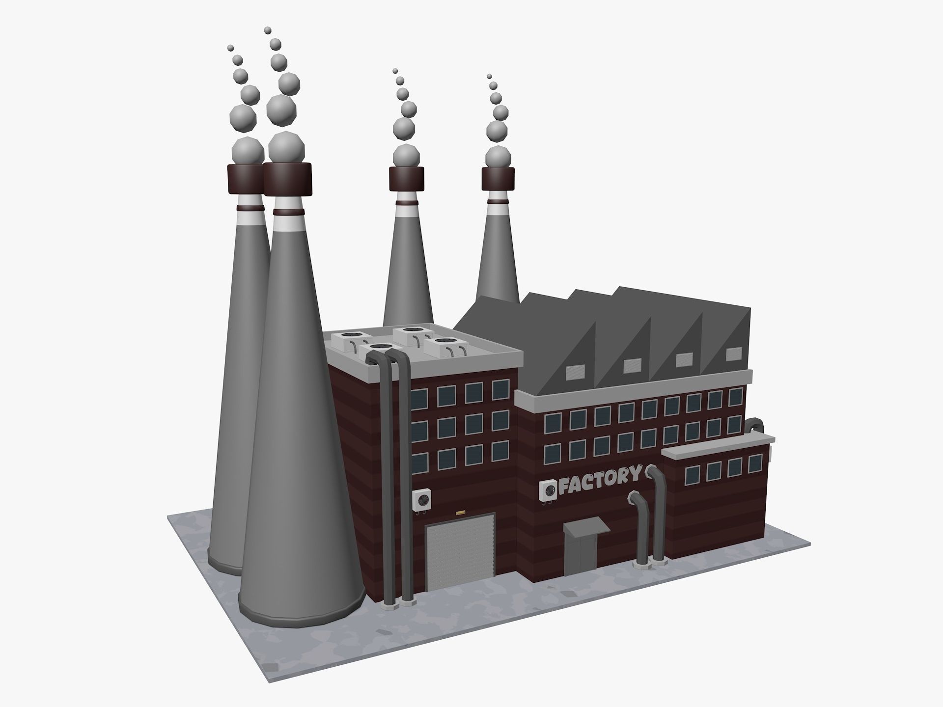 Cartoon Factory Low-poly 3D model_1